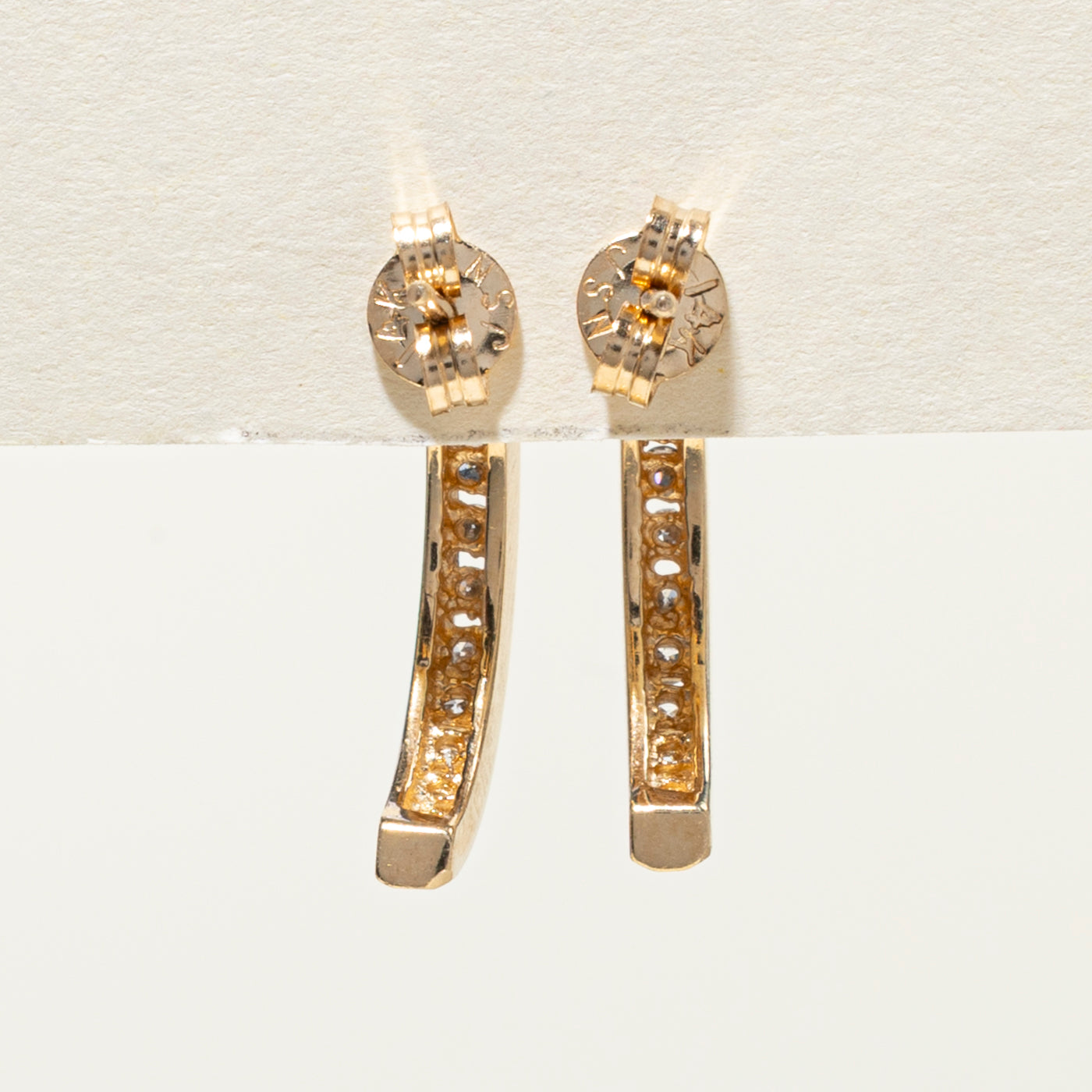 14K Channel Set Diamond Half Hoop Earrings | 0.22ctw