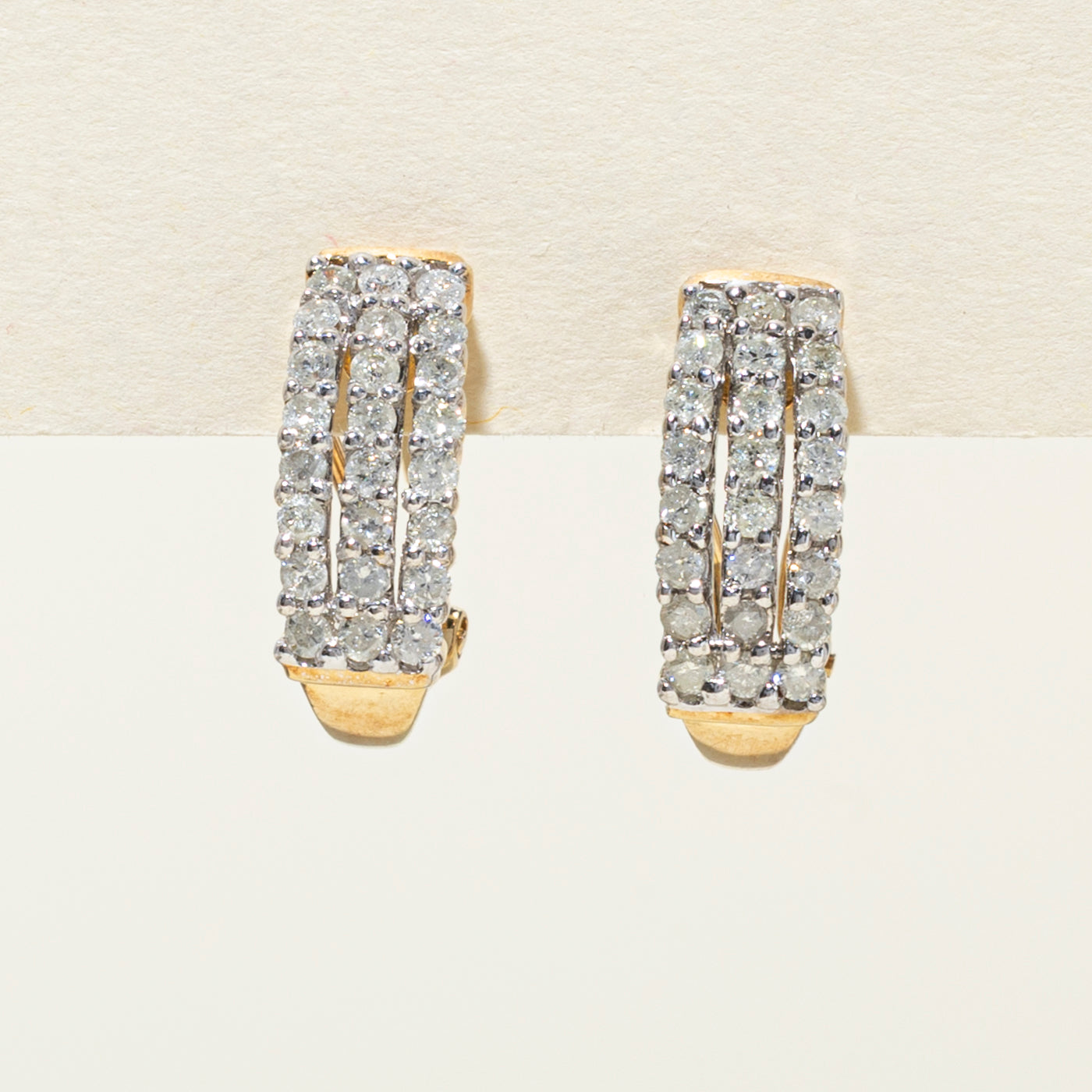 Multi Row Diamond Huggie Earrings | 1.00ctw