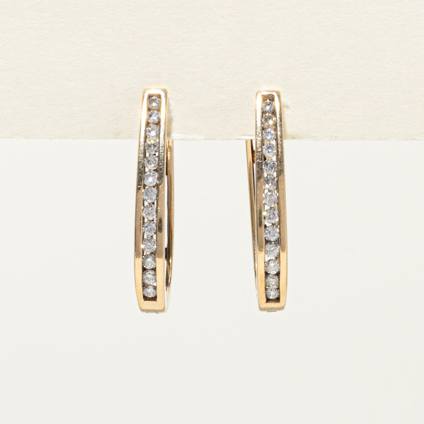 10K Channel Set Diamond Hoop Earrings | 0.50ctw