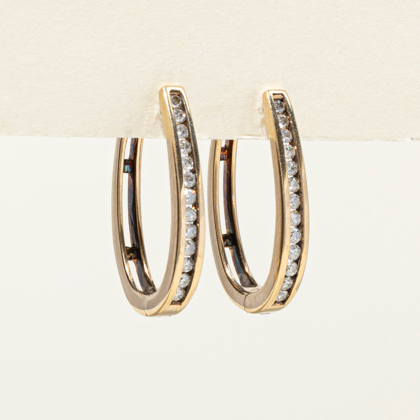 10K Channel Set Diamond Hoop Earrings | 0.50ctw