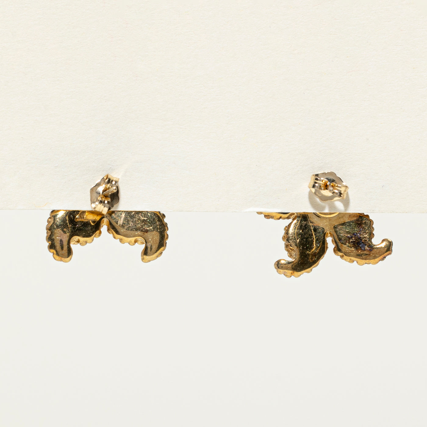 14k Yellow Gold Textured Starfish Stud Earrings