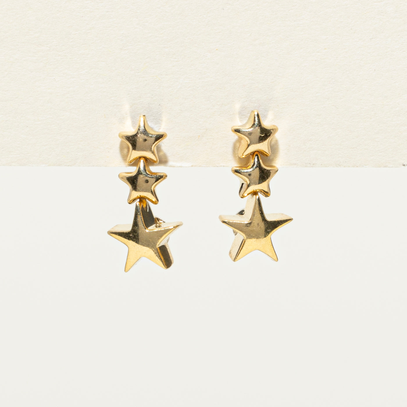 18k Yellow Gold Star Drop Earrings
