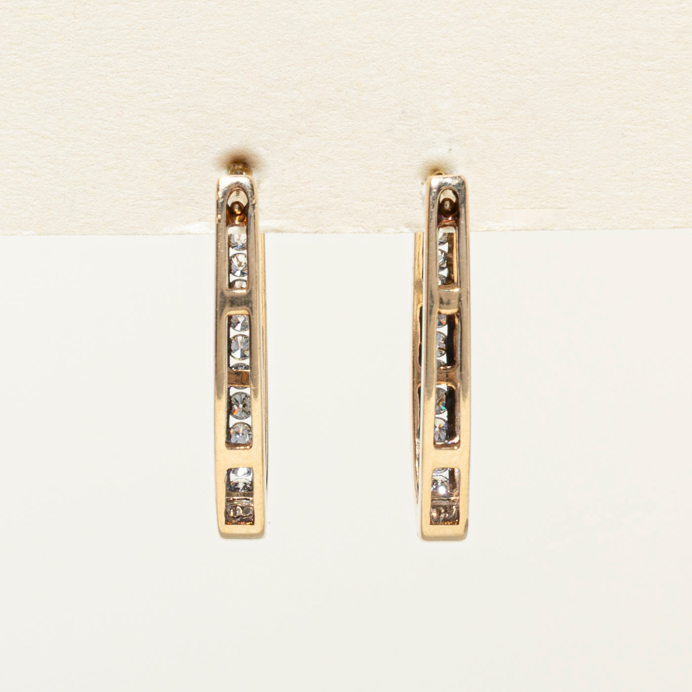 10K Channel Set Diamond Hoop Earrings | 0.50ctw