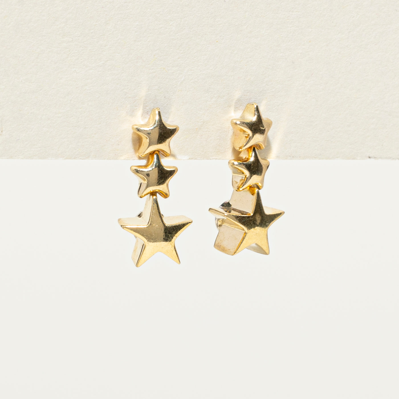 18k Yellow Gold Star Drop Earrings