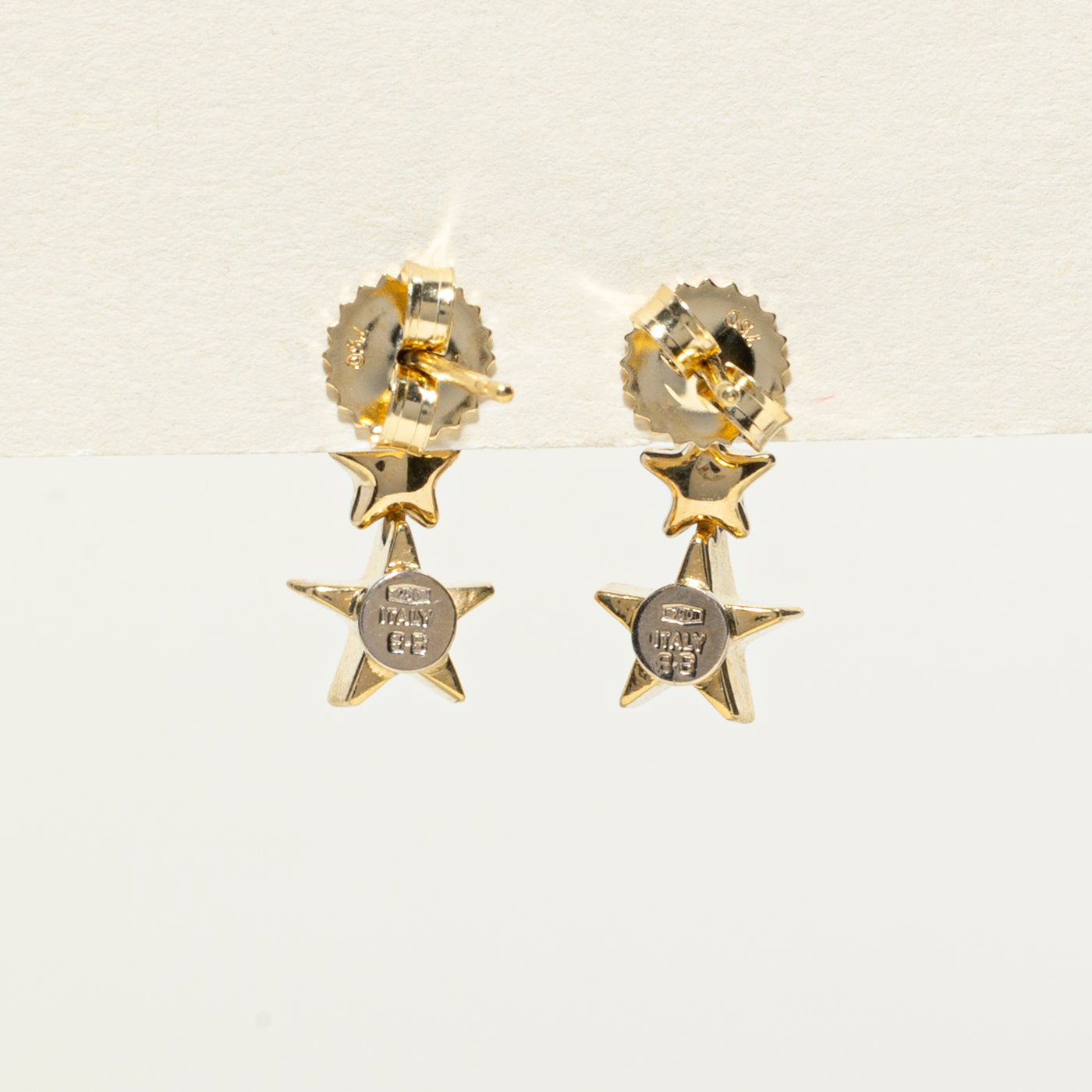 18k Yellow Gold Star Drop Earrings