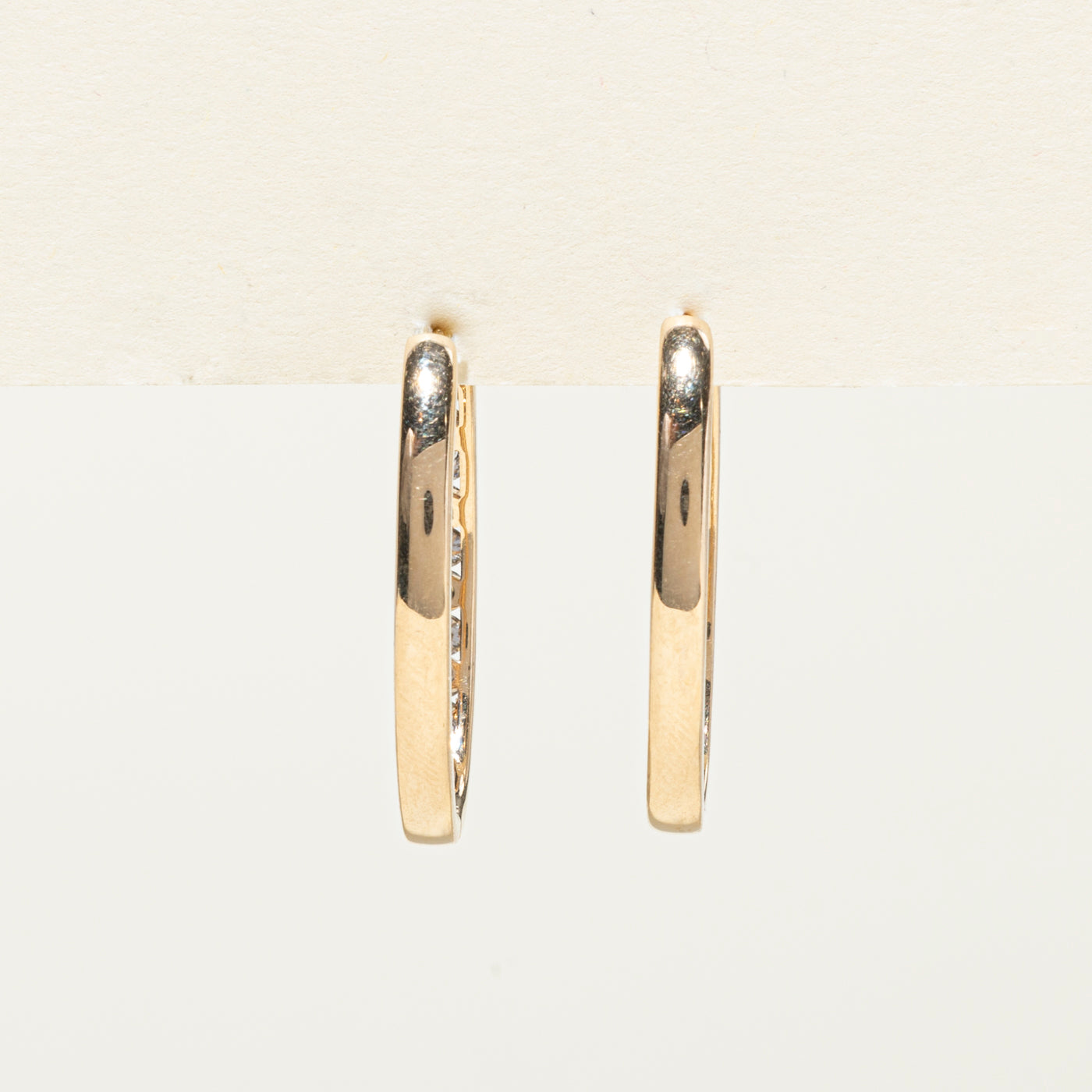 10K Channel Set Diamond Hoop Earrings | 1.05ctw