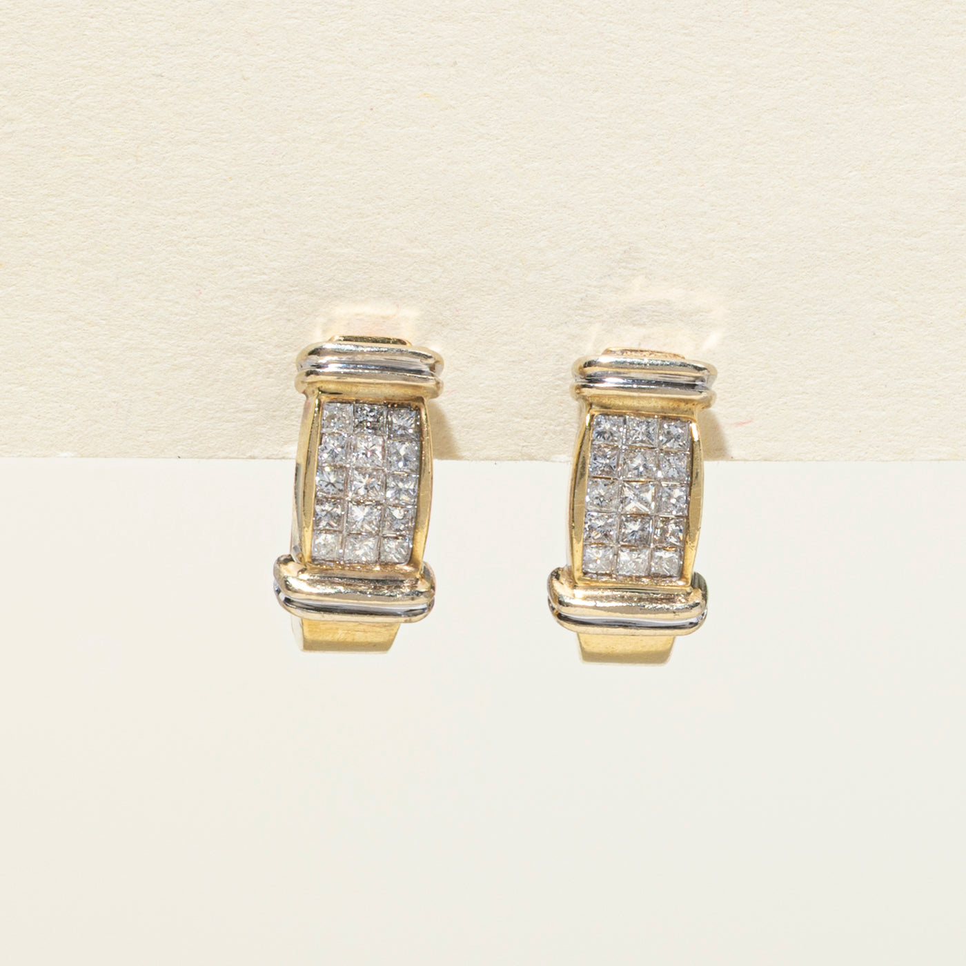 14K Invisible Set Diamond Huggie Earrings | 0.45ctw