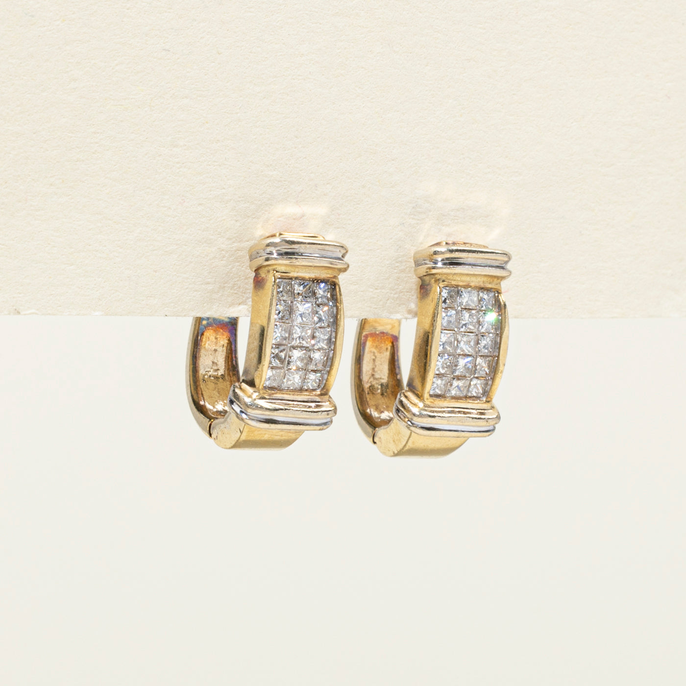 14K Invisible Set Diamond Huggie Earrings | 0.45ctw