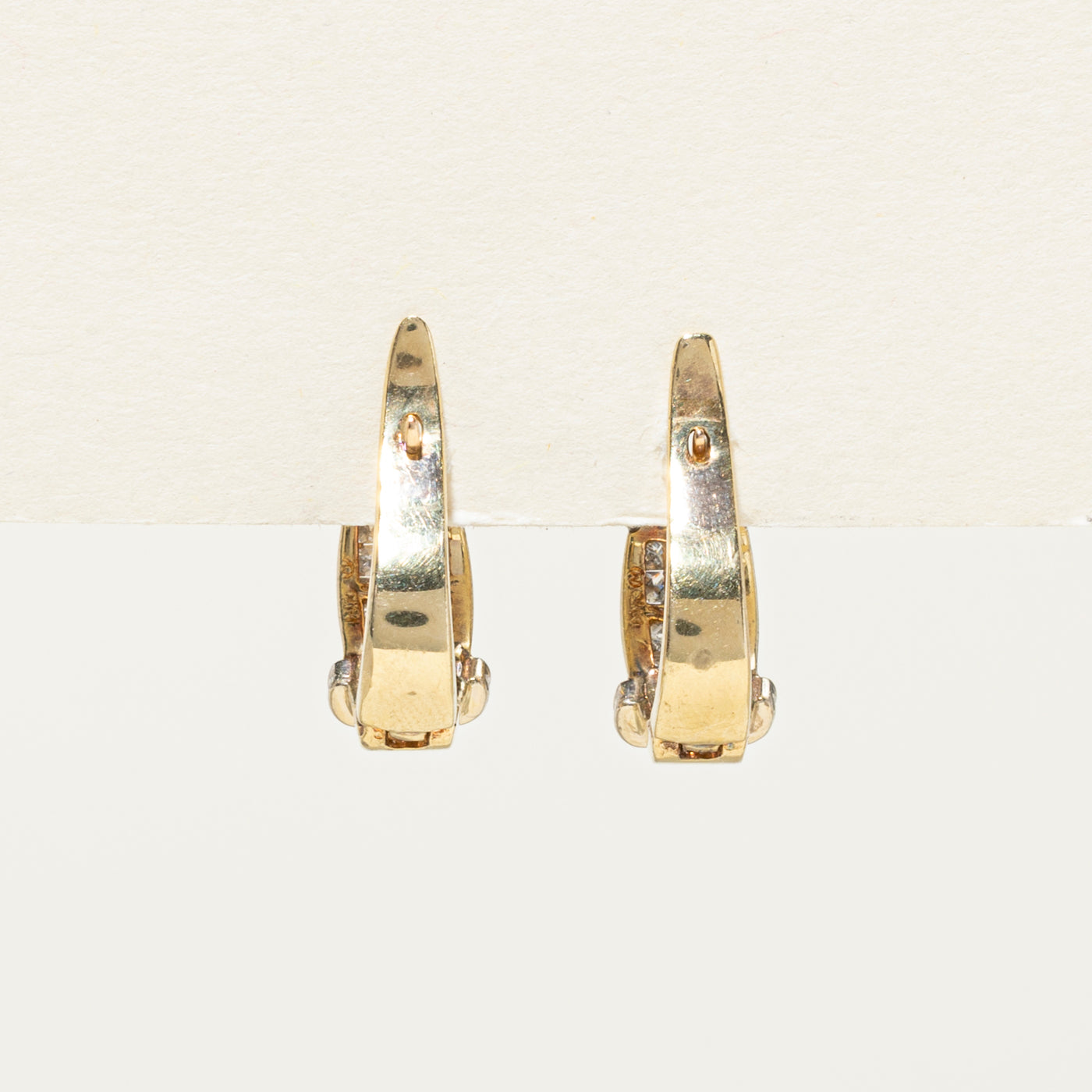 14K Invisible Set Diamond Huggie Earrings | 0.45ctw