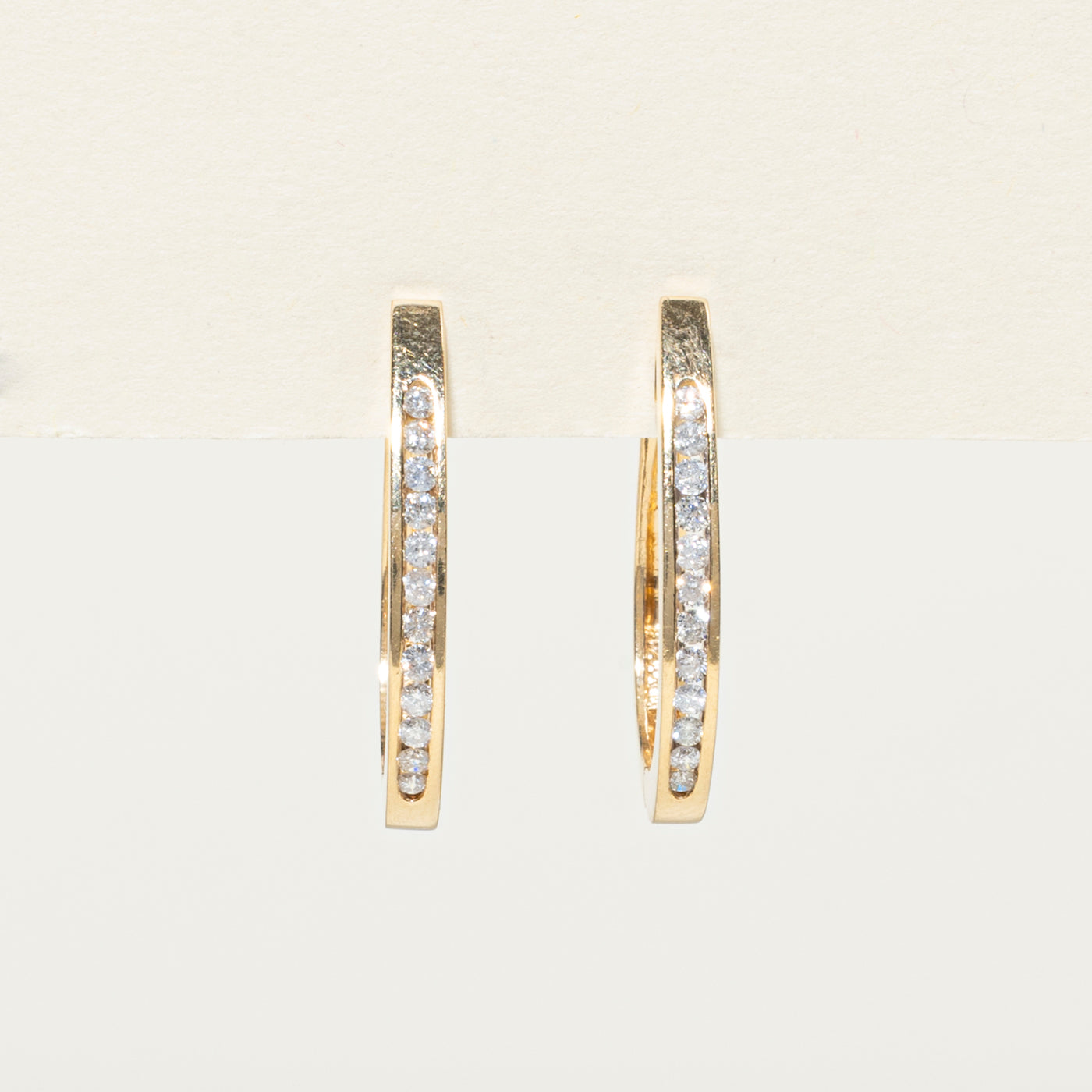 14K Channel Set Diamond Hoop Earrings | 0.44ctw