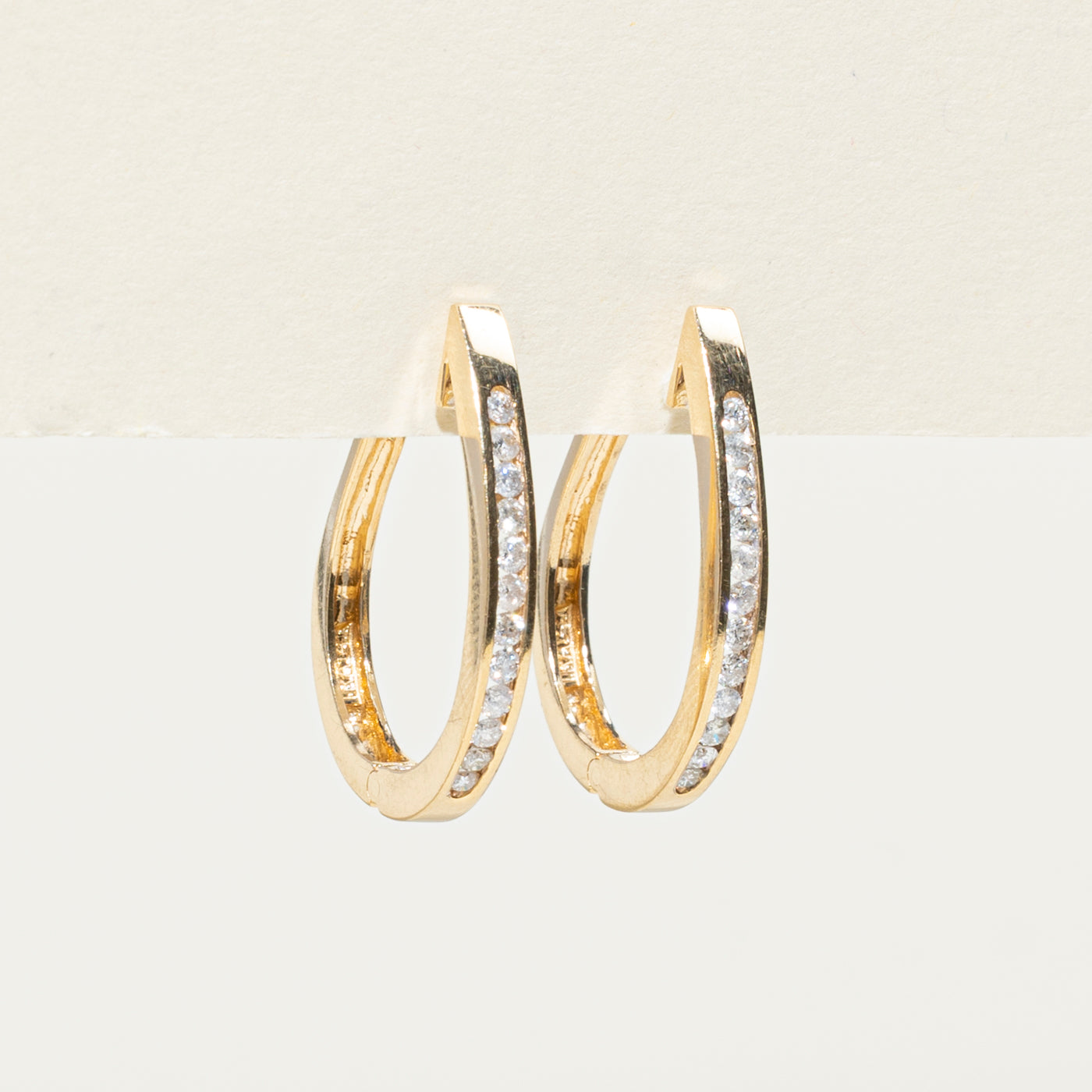 14K Channel Set Diamond Hoop Earrings | 0.44ctw