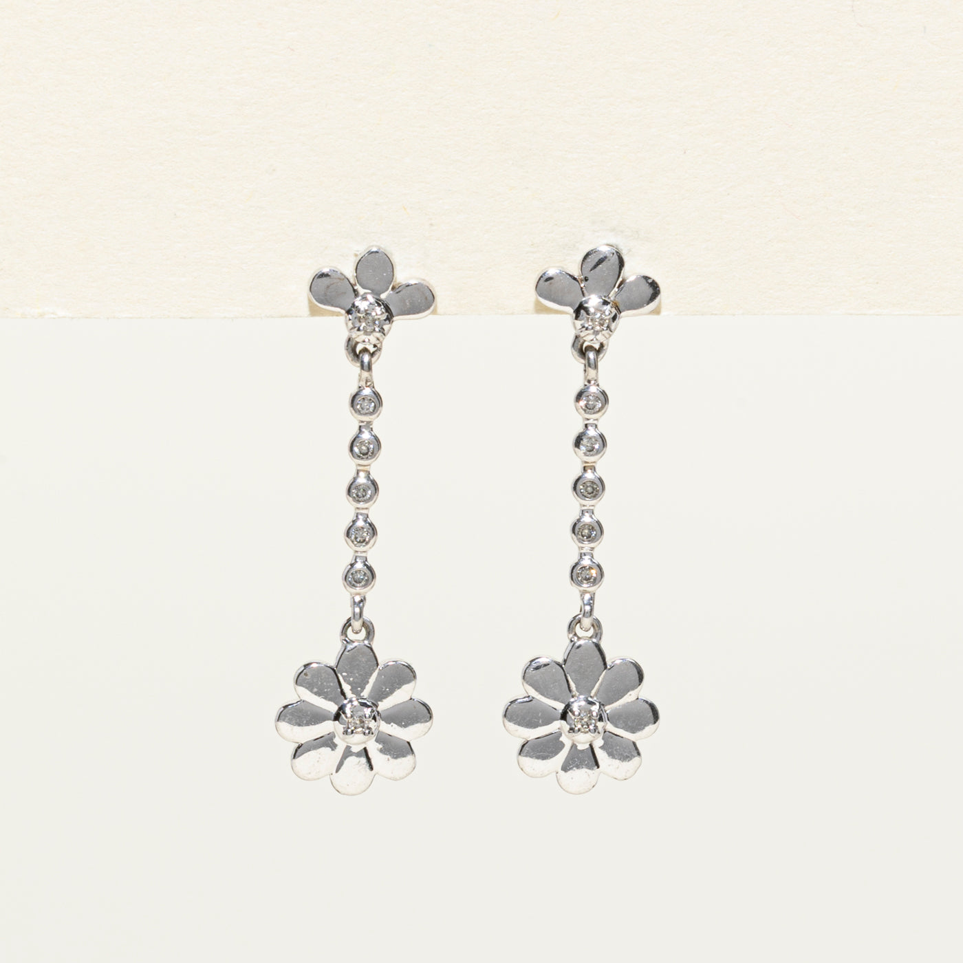 10K Diamond Floral Drop Earrings | 0.02ctw