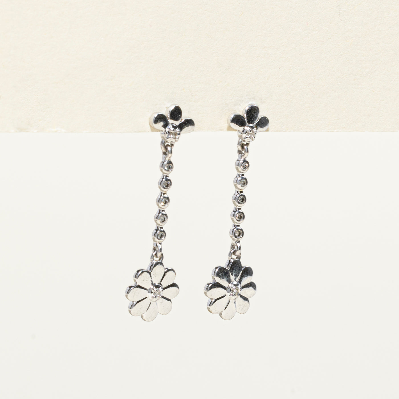 10K Diamond Floral Drop Earrings | 0.02ctw