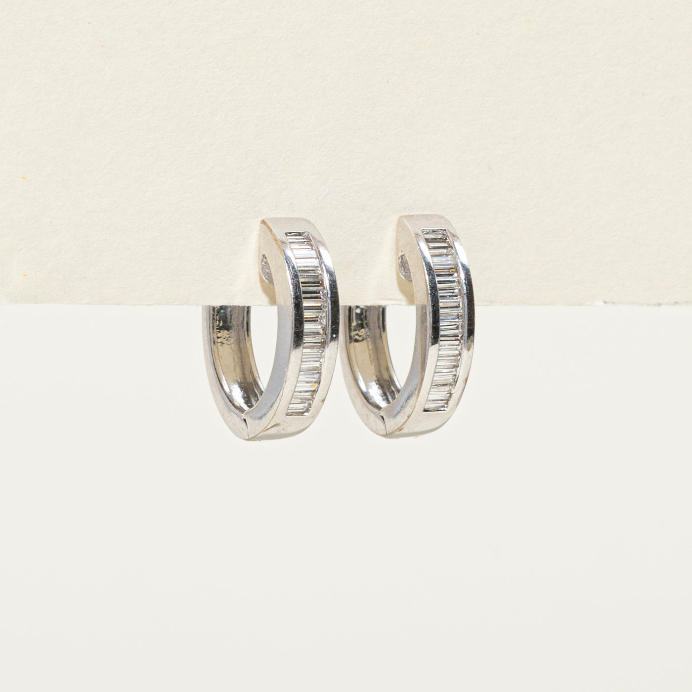 18K Baguette Cut Diamond Hoop Earrings | 0.36ctw