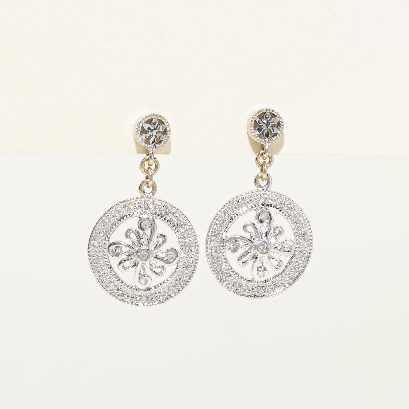 14K Diamond Cluster Dangle Earrings | 0.21ctw