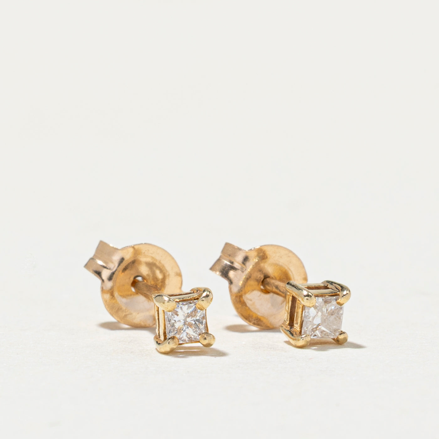 14K Princess Cut Diamond Stud Earrings | 0.14ctw