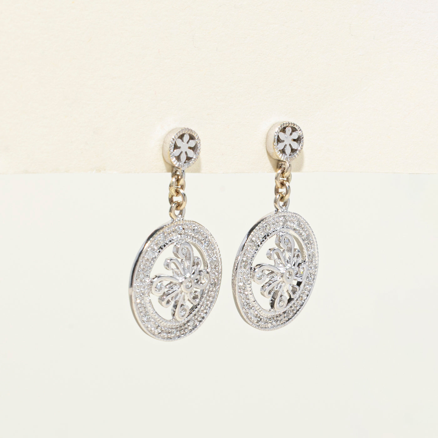 14K Diamond Cluster Dangle Earrings | 0.21ctw