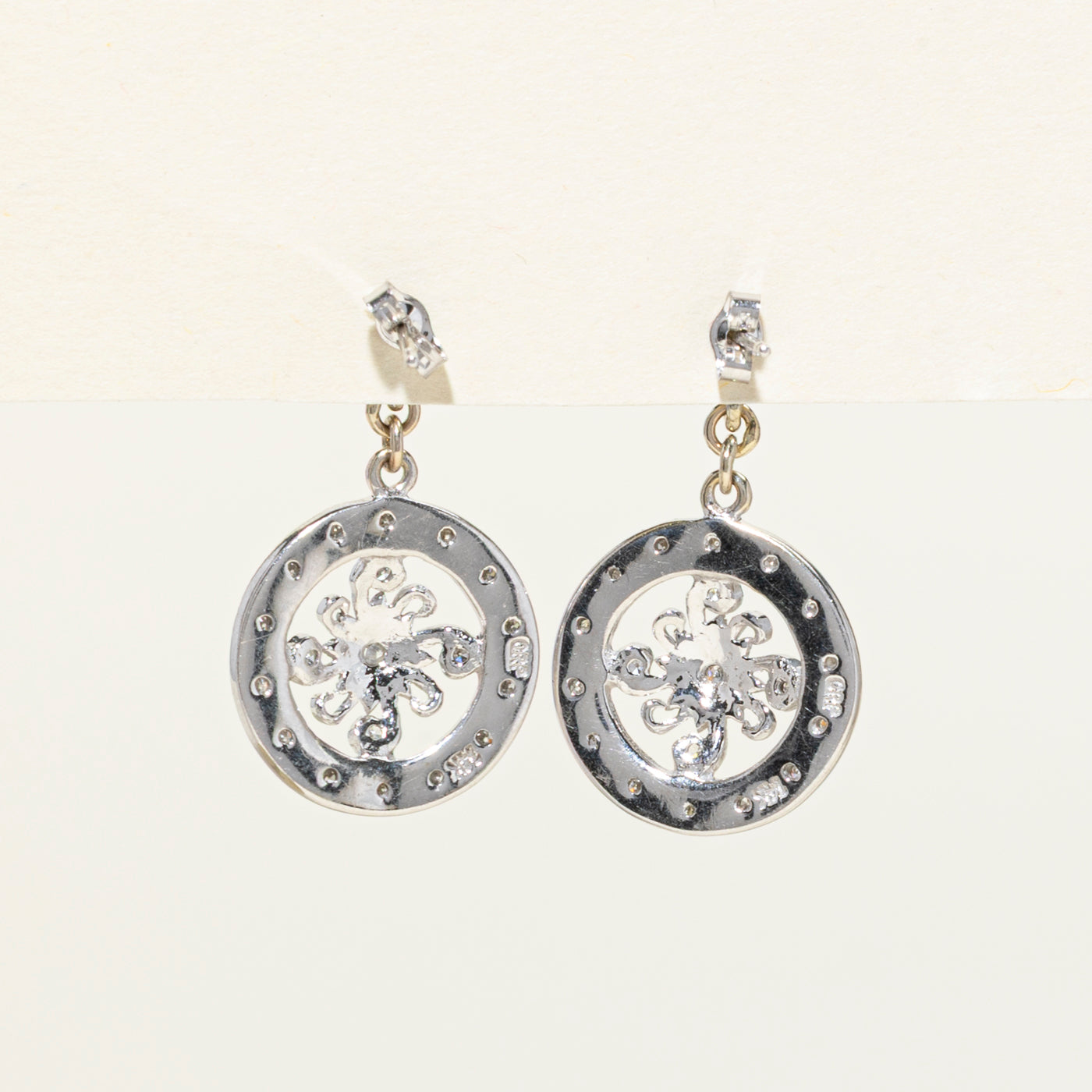 14K Diamond Cluster Dangle Earrings | 0.21ctw