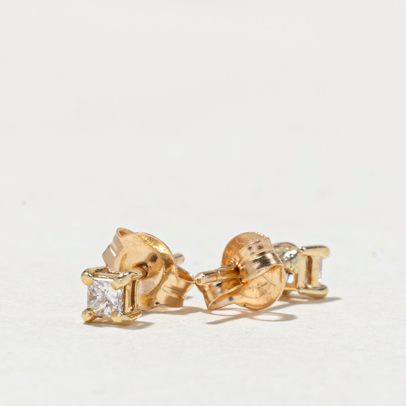 14K Princess Cut Diamond Stud Earrings | 0.14ctw