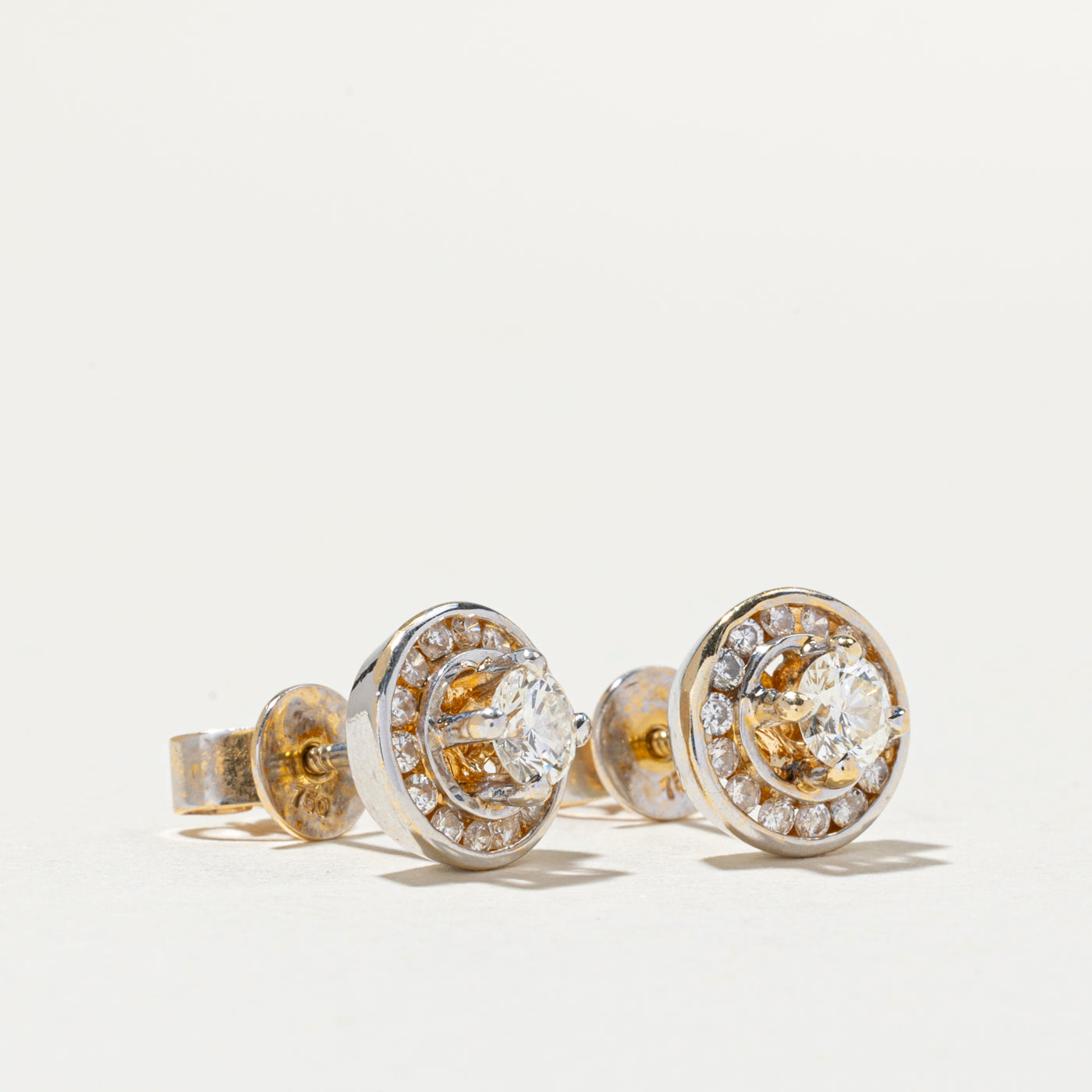 Diamond Halo Stud Earrings | 0.89ctw
