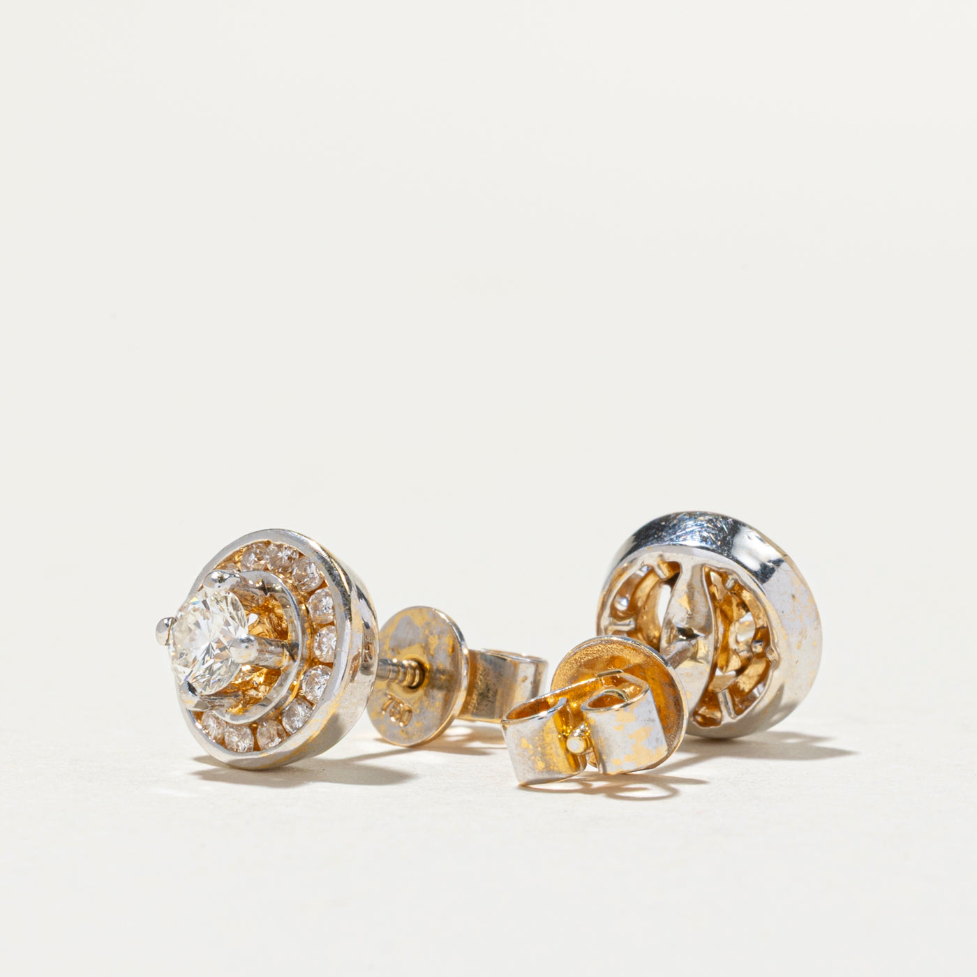 Diamond Halo Stud Earrings | 0.89ctw