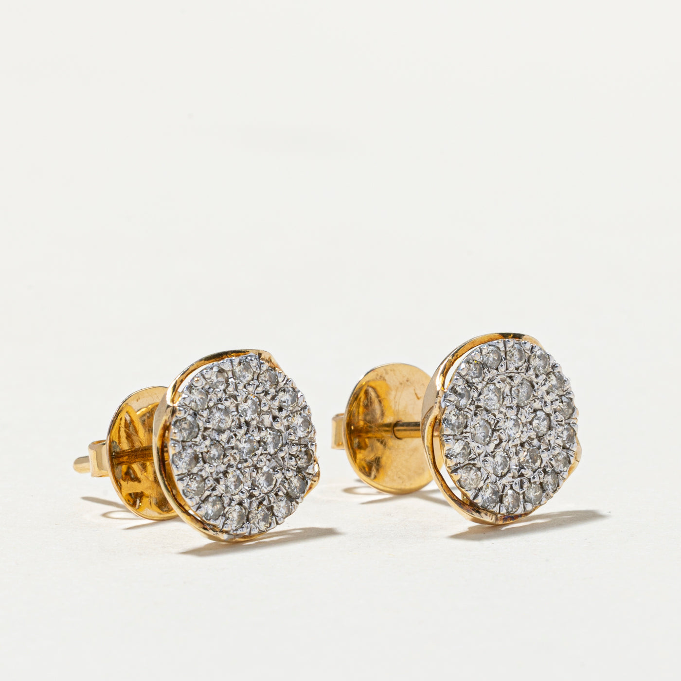 Pave Set Diamond Cluster Stud Earrings | 0.85ctw
