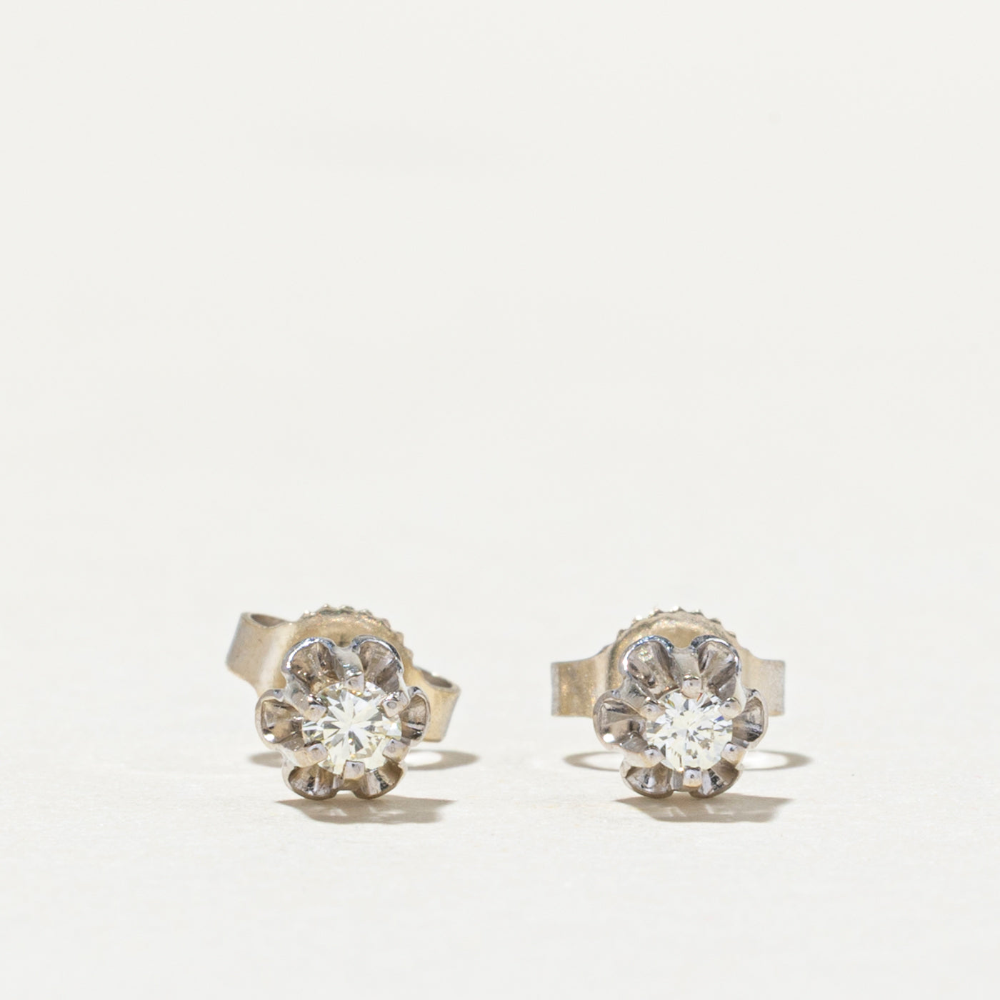 14K Belcher Set Diamond Stud Earrings | 0.10ctw