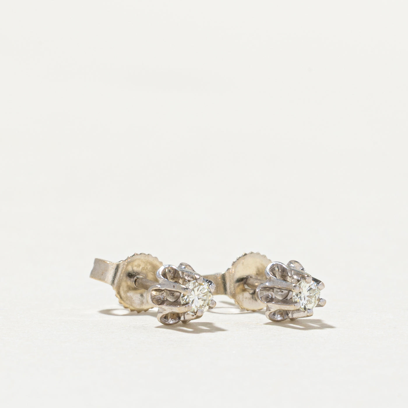14K Belcher Set Diamond Stud Earrings | 0.10ctw
