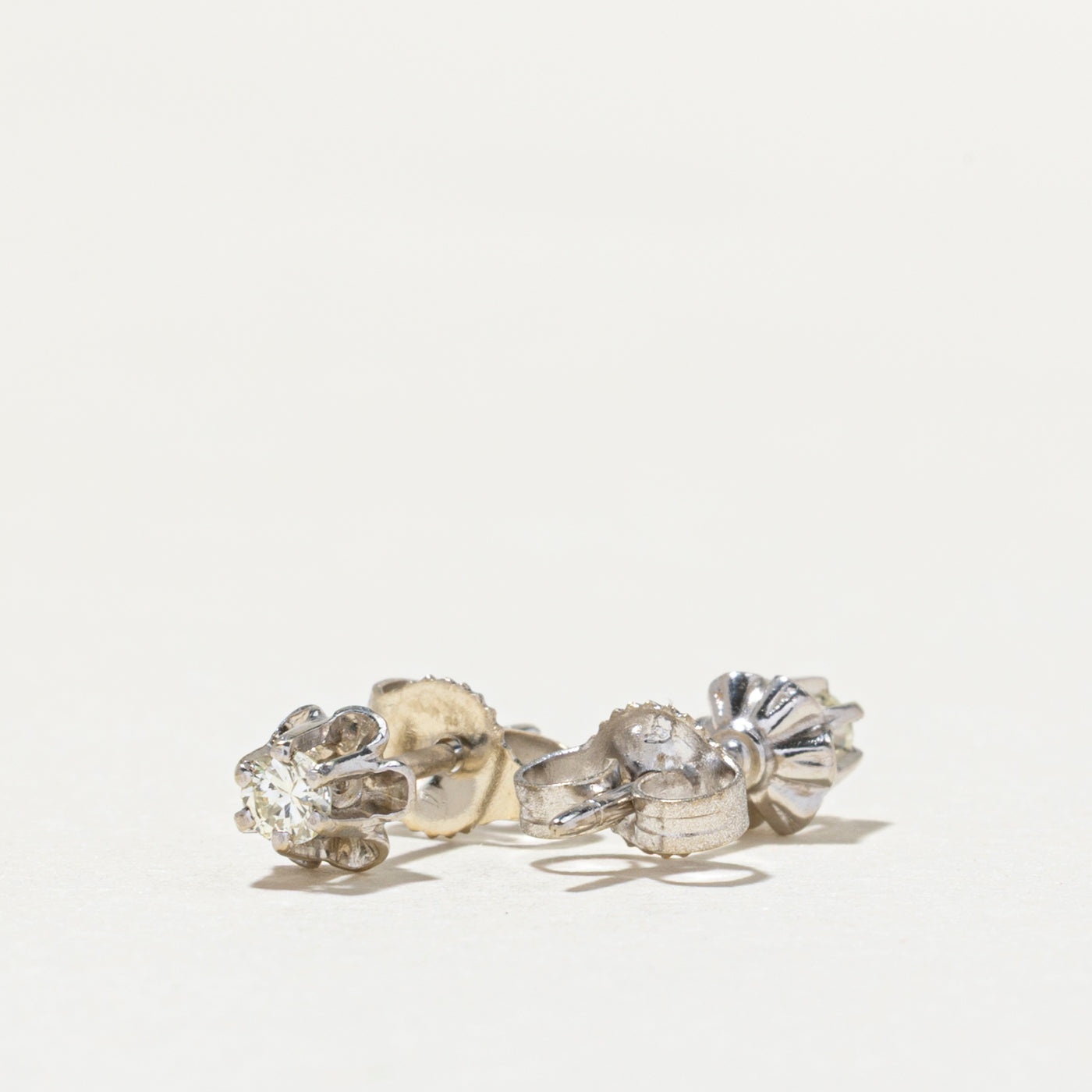 14K Belcher Set Diamond Stud Earrings | 0.10ctw