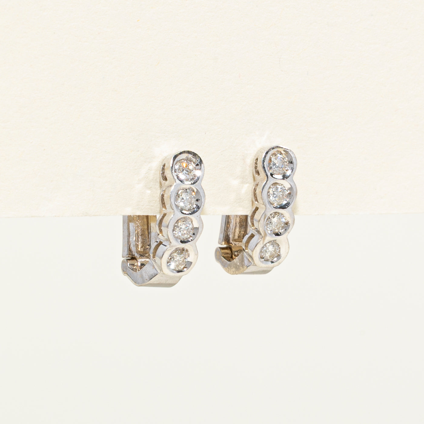 14K Bezel Set Diamond Huggie Earrings | 0.32ctw