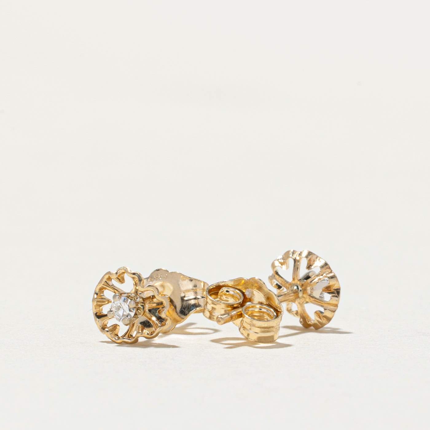14K Diamond Floral Shape Stud Earrings | 0.04ctw