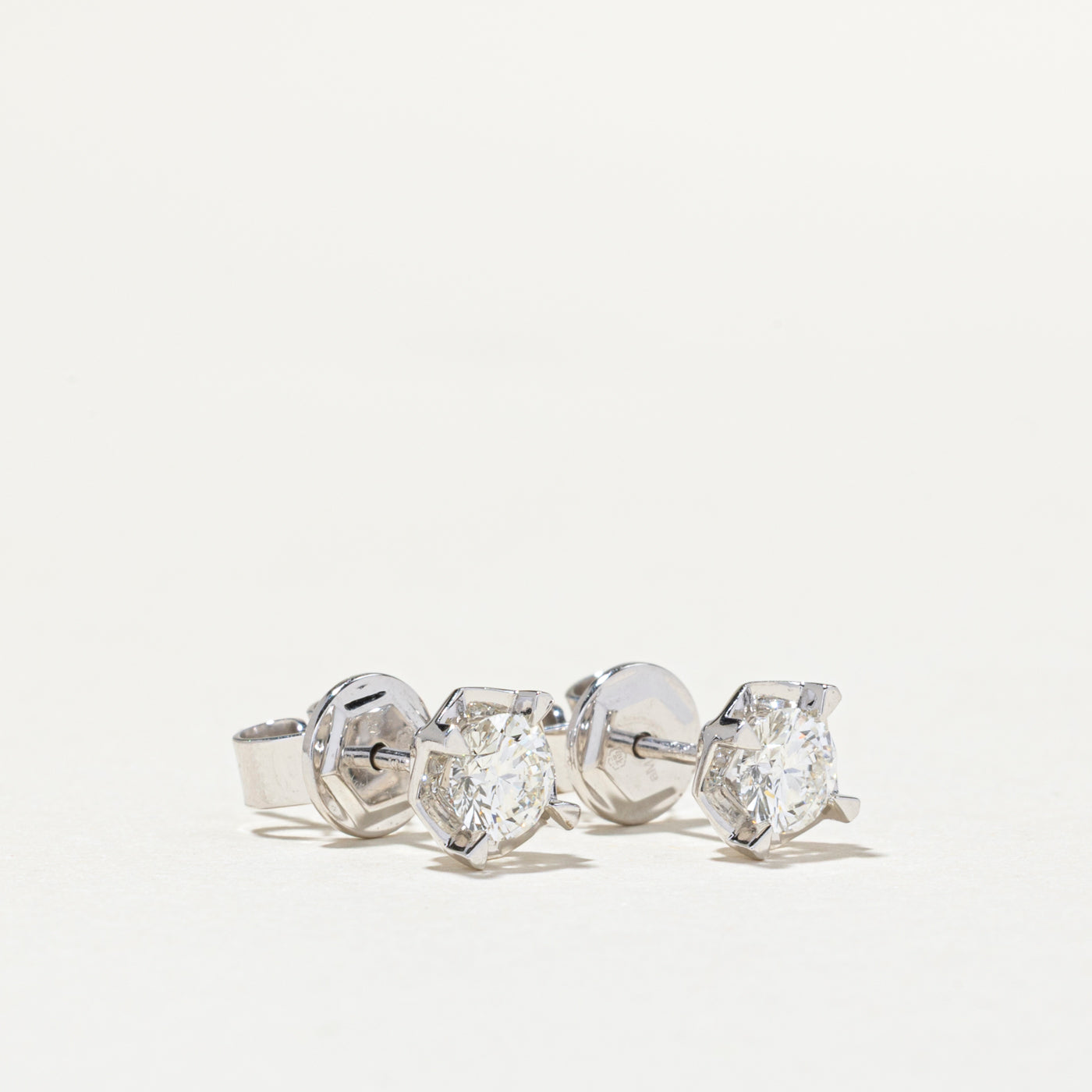 18K Basket Set Diamond Stud Earrings | 0.64ctw