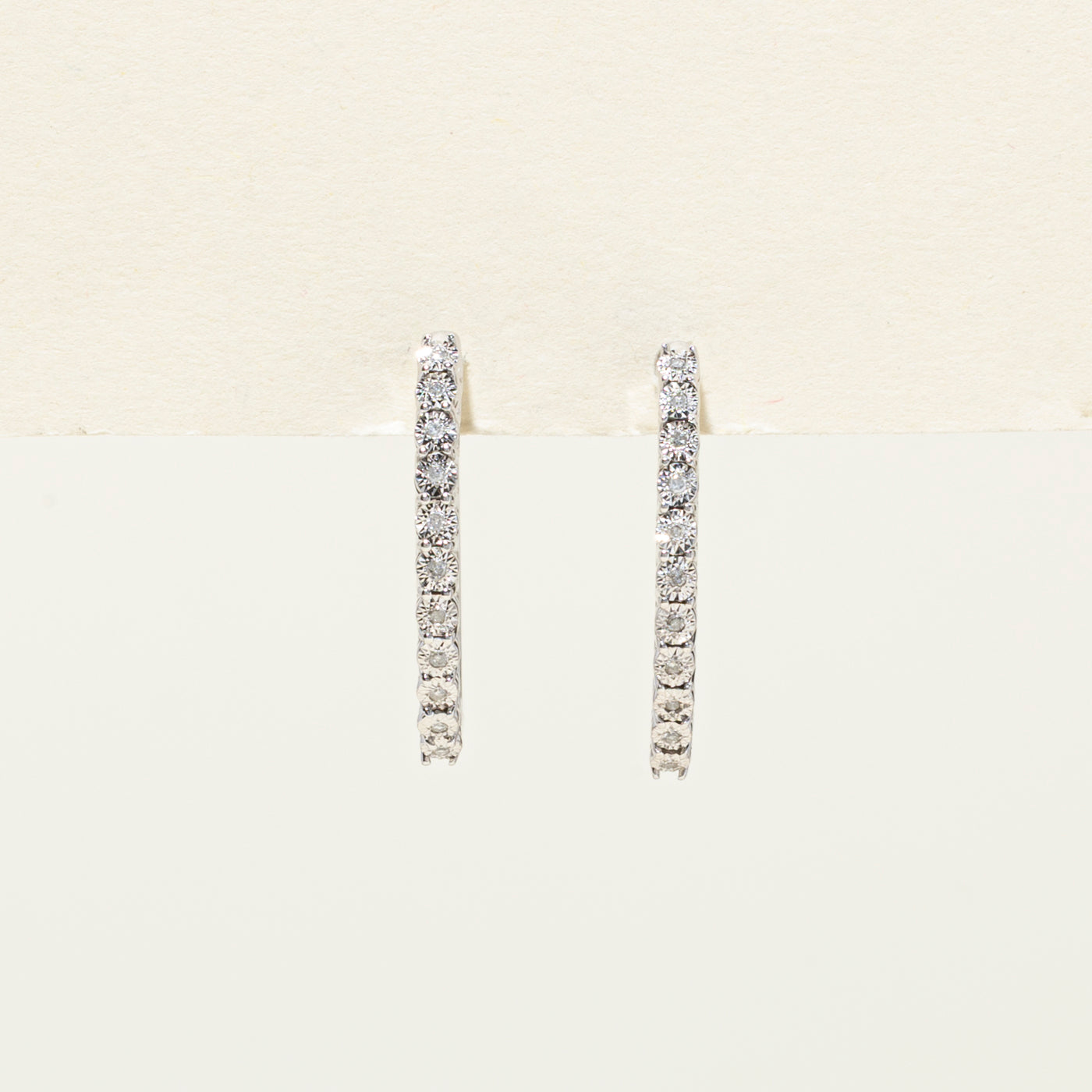 10K Illusion Set Diamond Hoop Earrings | 0.04ctw