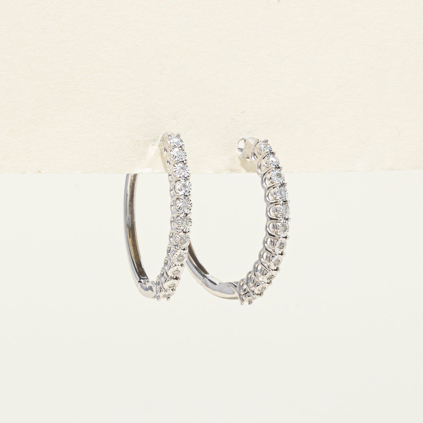 10K Illusion Set Diamond Hoop Earrings | 0.04ctw