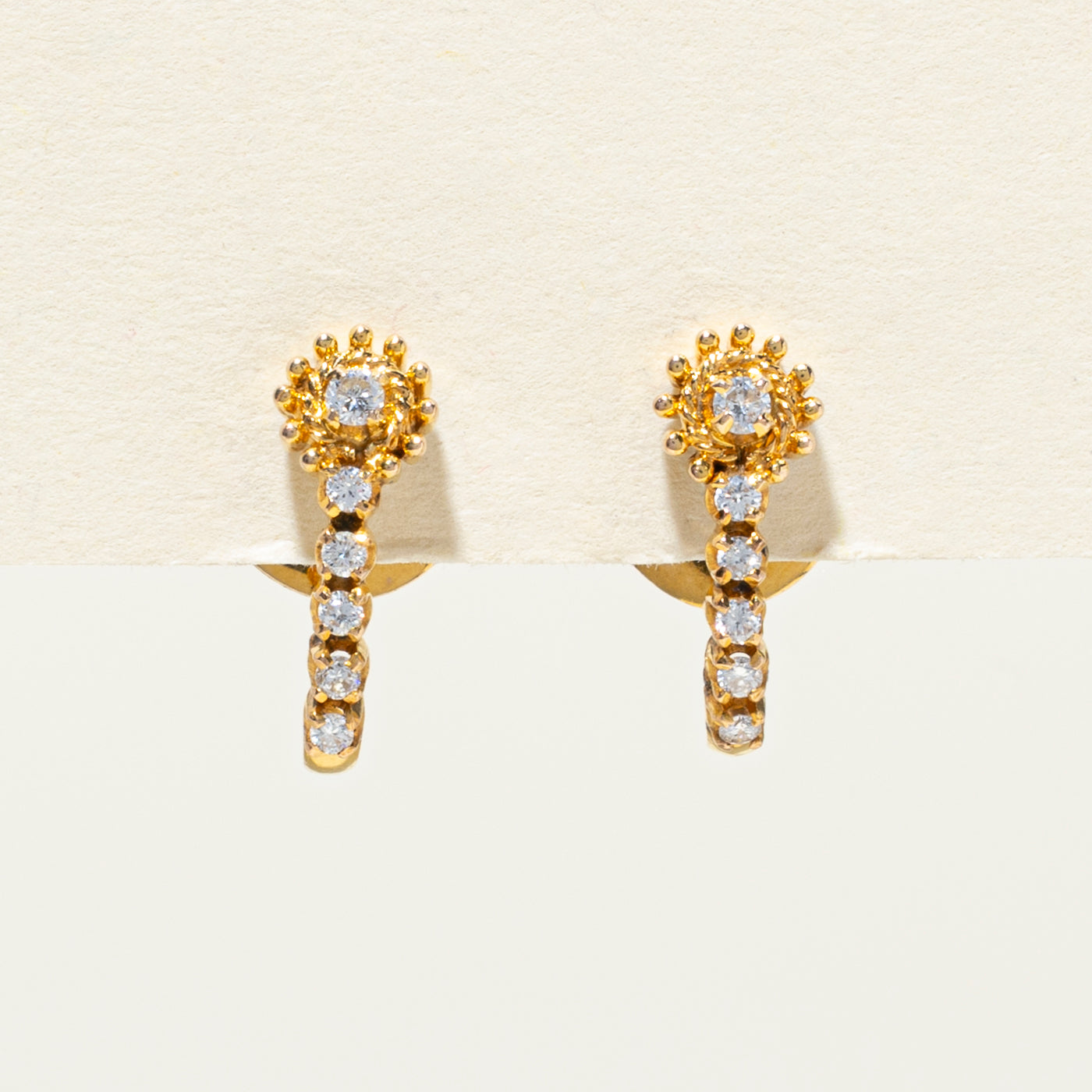 14K Diamond Half Huggie Earrings | 0.14ctw