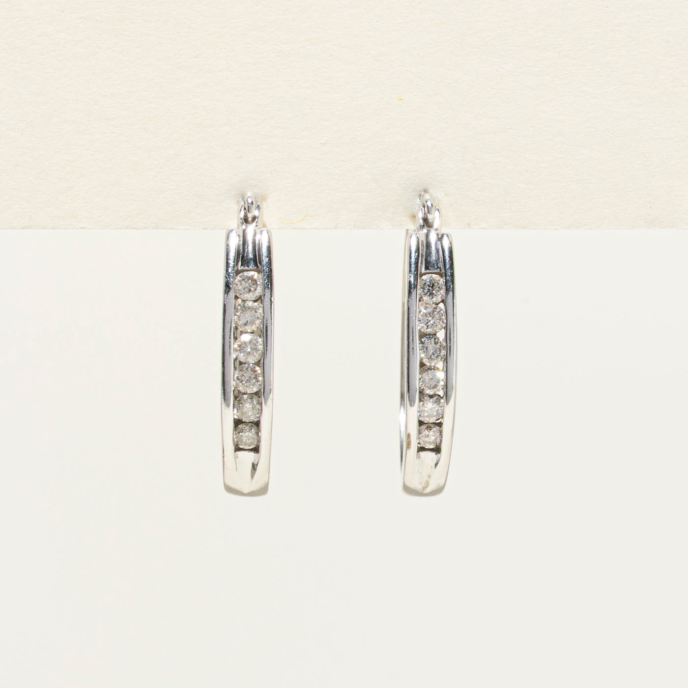 10K Channel Set Diamond Hoop Earrings | 0.48ctw