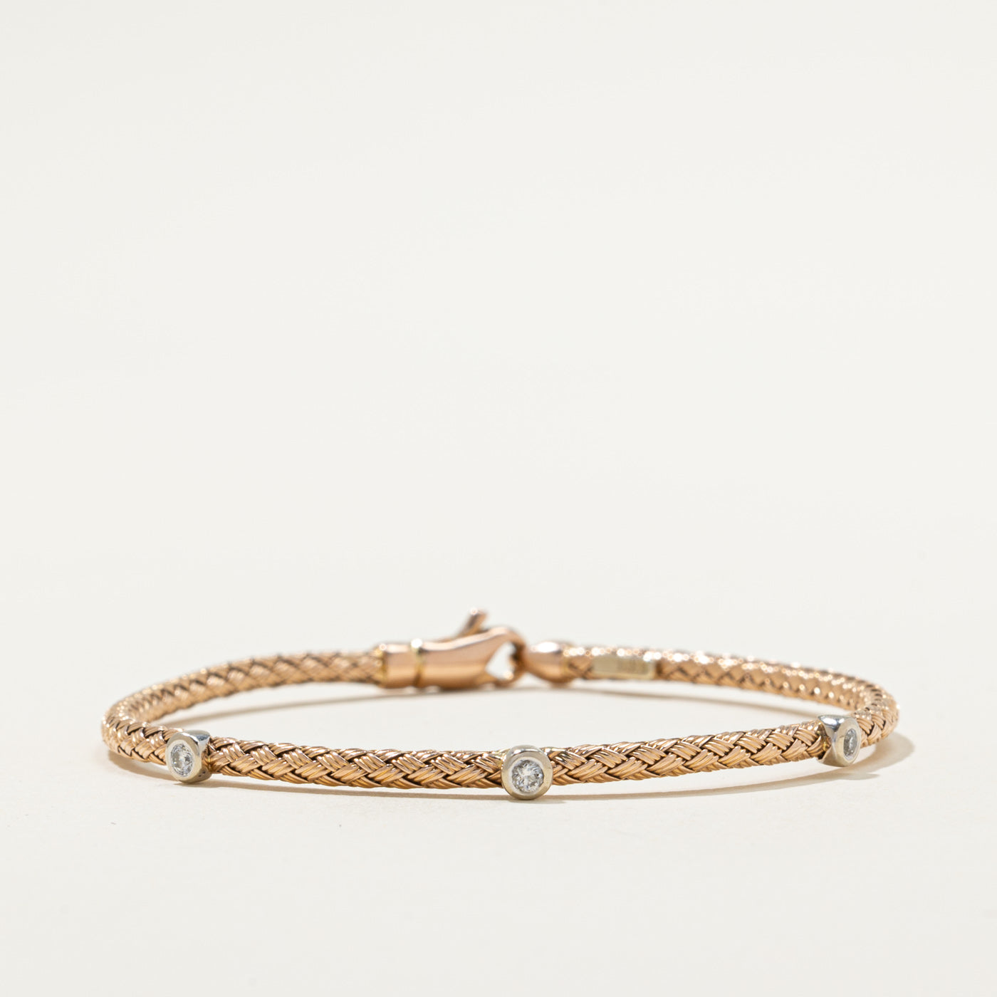 Three Stone Diamond Woven Bracelet | 0.10ctw | 7.25"