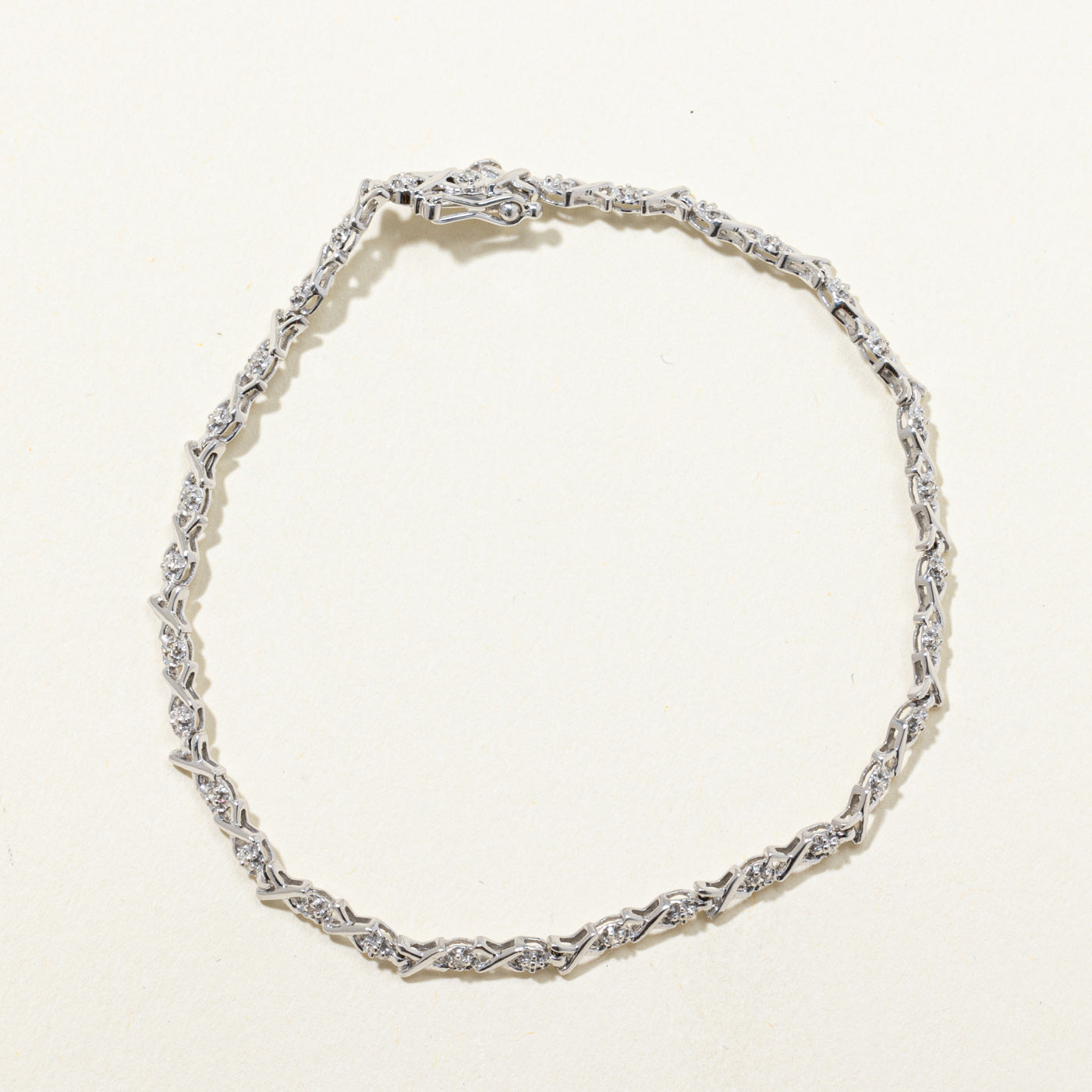 Illusion Set Diamond X Link Tennis Bracelet | 0.08ctw | 7.5"