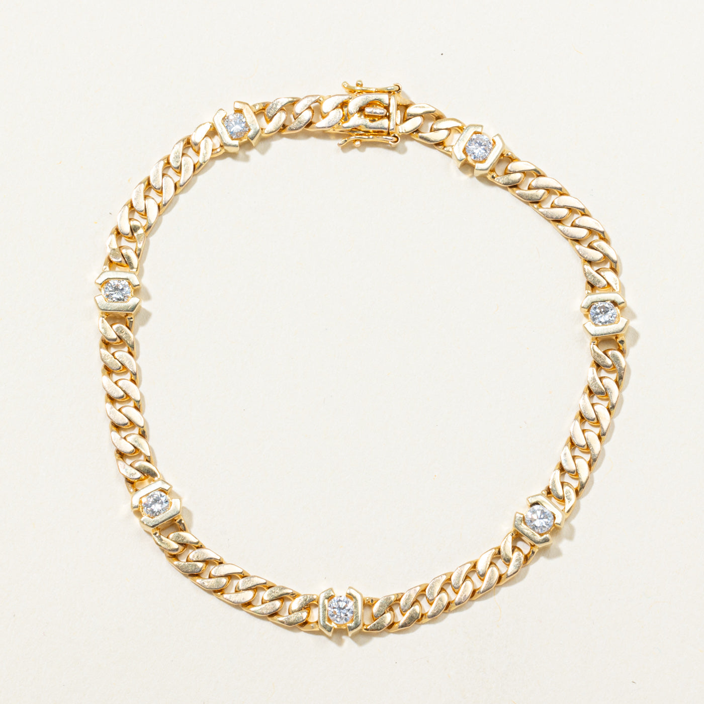 Tension Set Diamond Cuban Link Bracelet | 0.64ctw | 6.75"