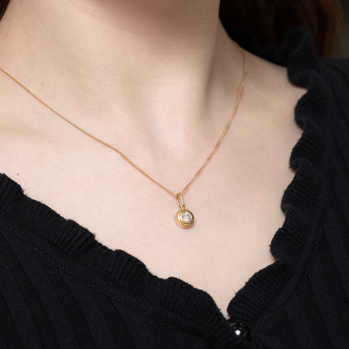 Solitaire Bezel Set Diamond Pendant | 0.39ct