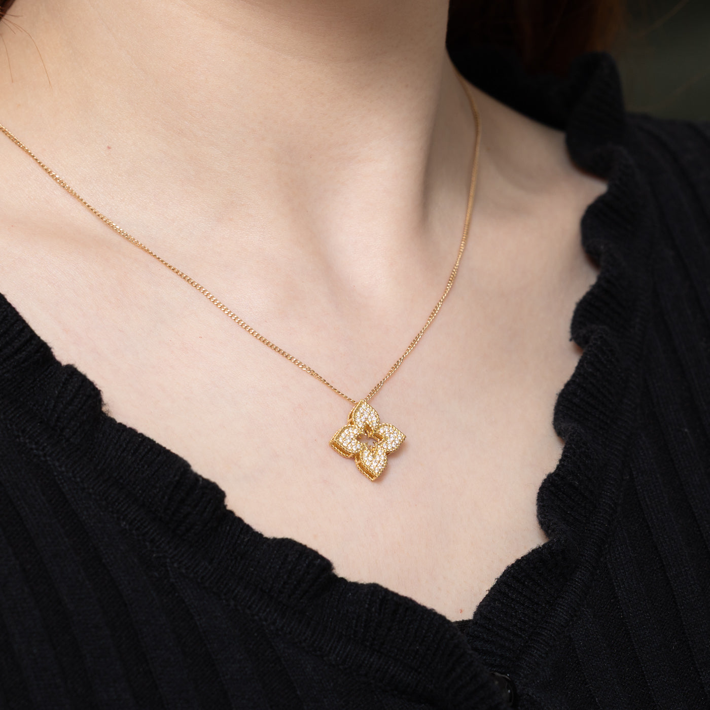 Pave Set Diamond Floral Pendant | 0.36ctw