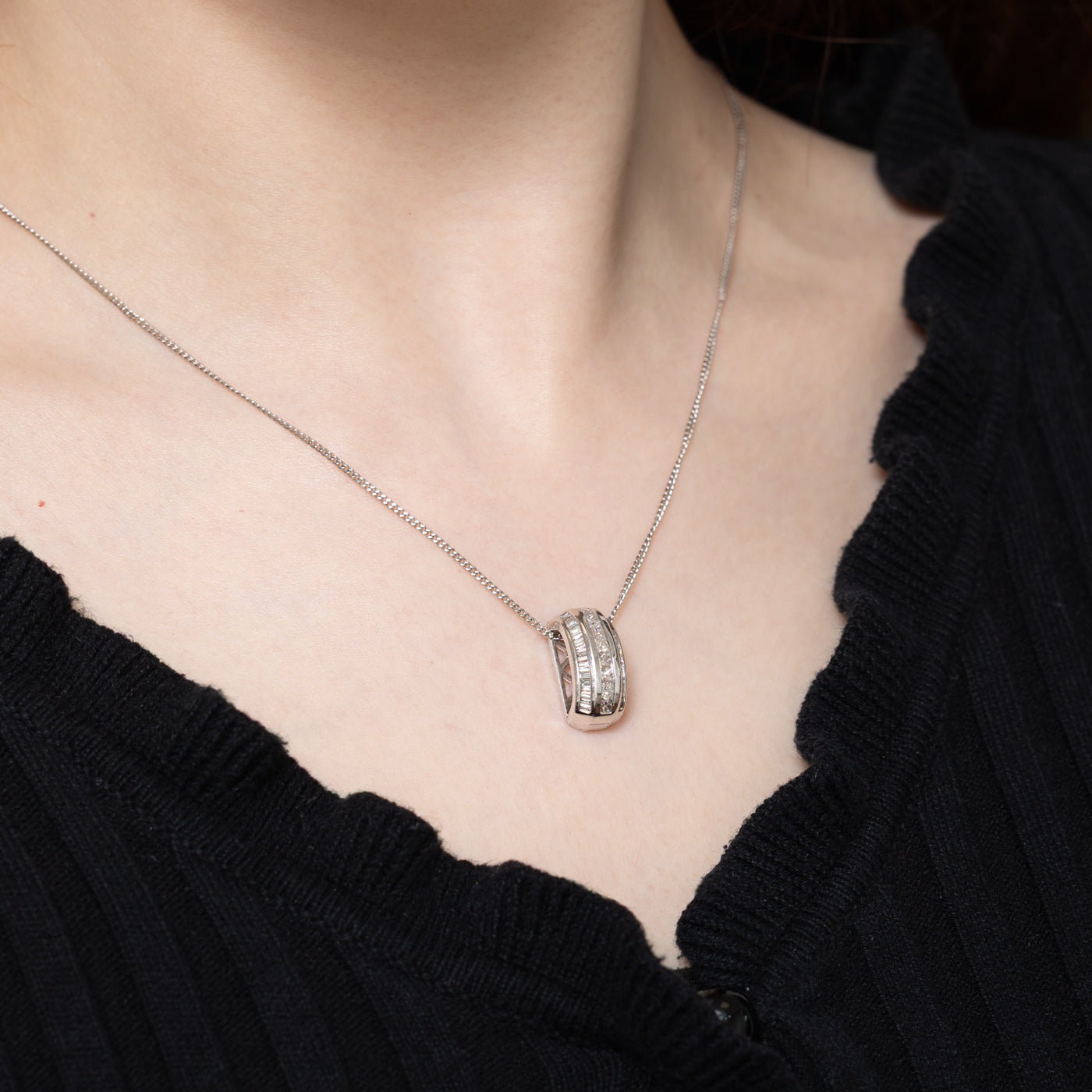 Channel Set Multi Row Diamond Pendant | 0.80ctw