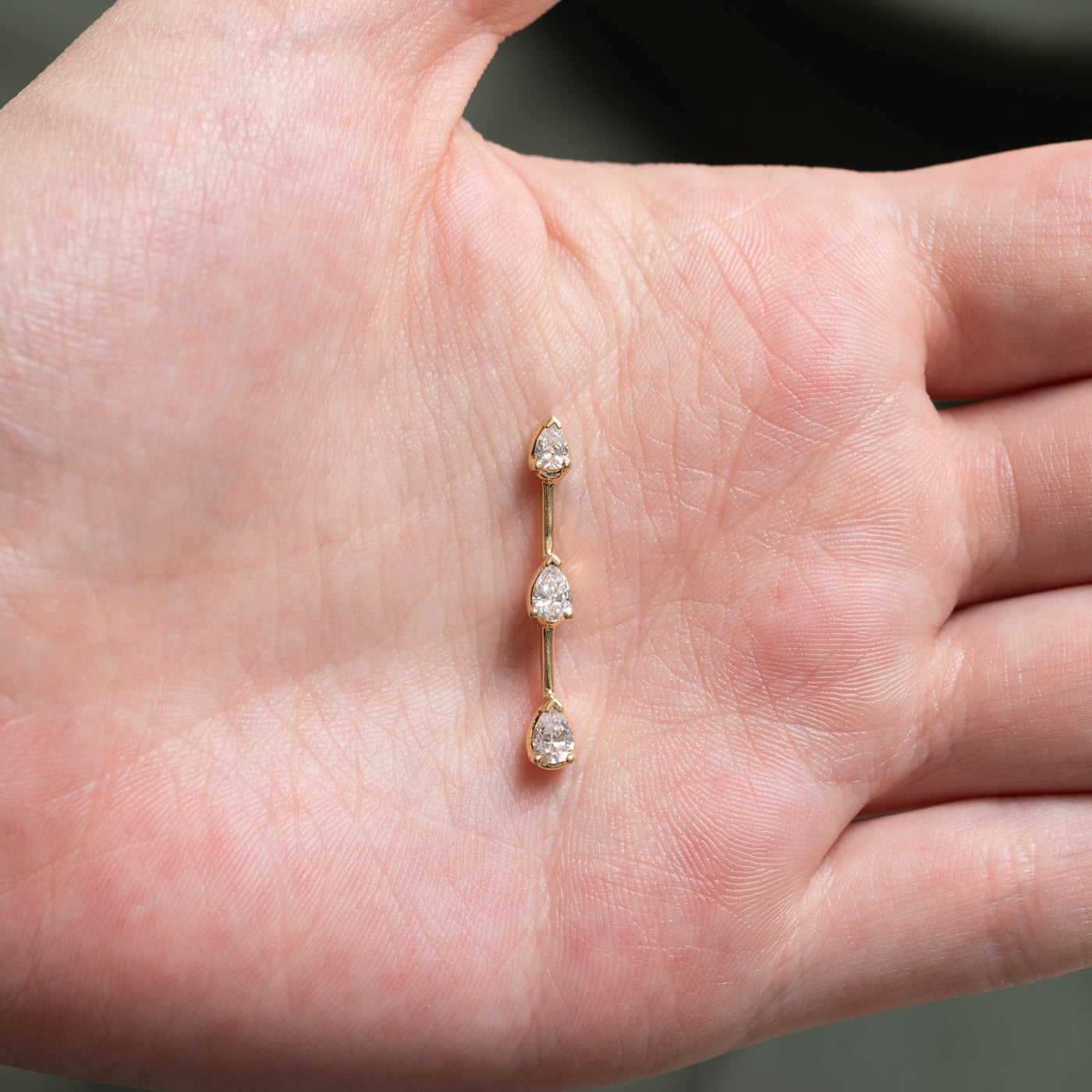Pear Cut Three Stone Diamond Drop Pendant | 0.47ctw