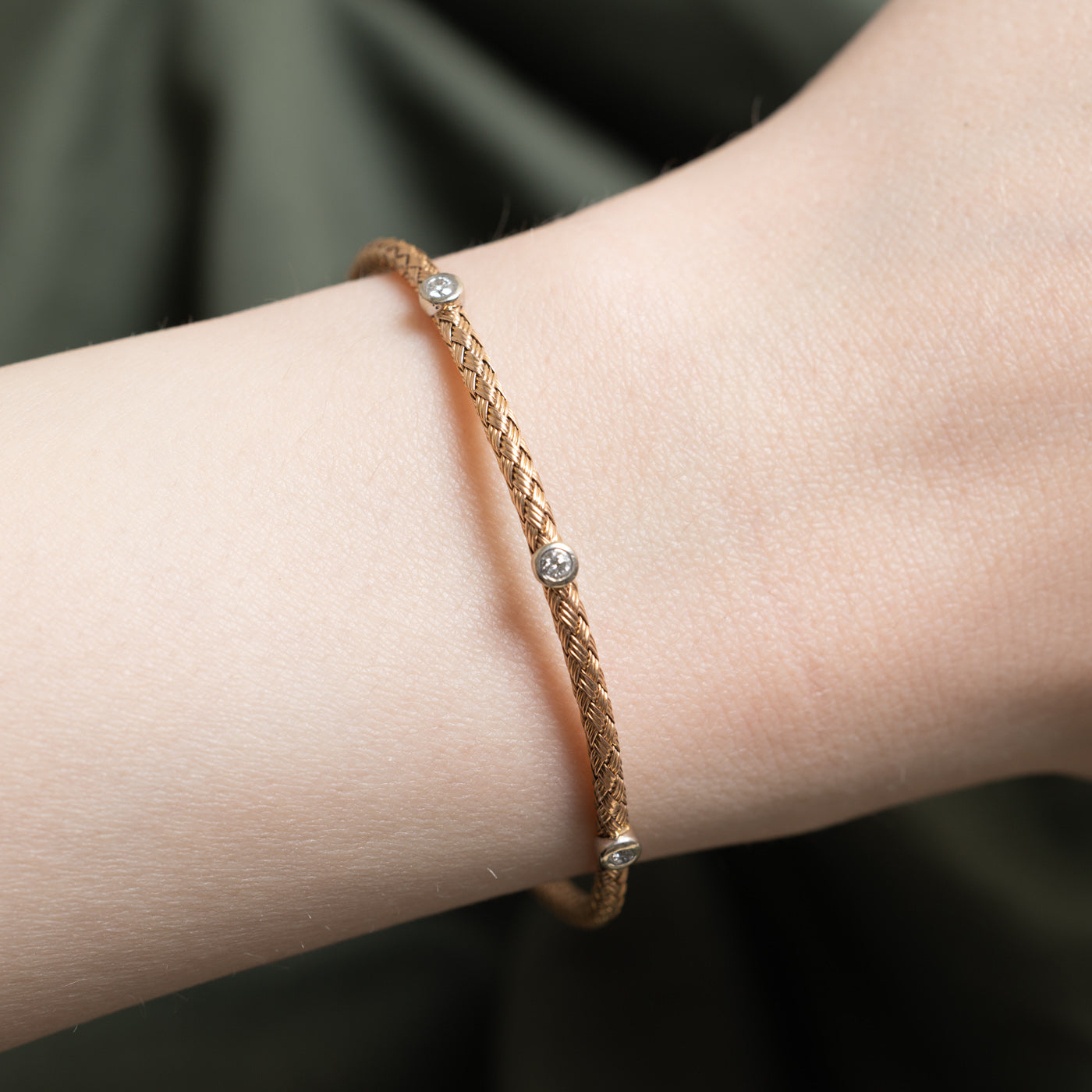 Three Stone Diamond Woven Bracelet | 0.10ctw | 7.25"