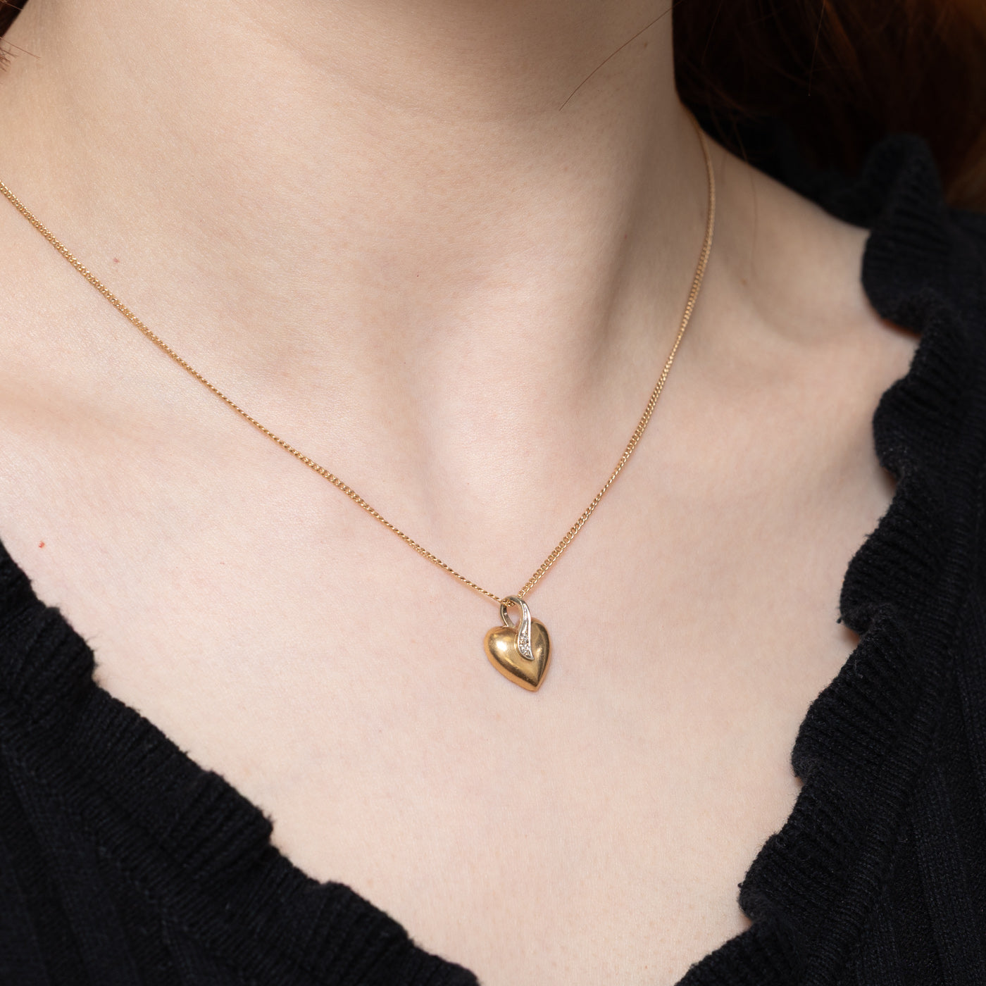 Diamond Puffed Heart Pendant | 0.02ctw