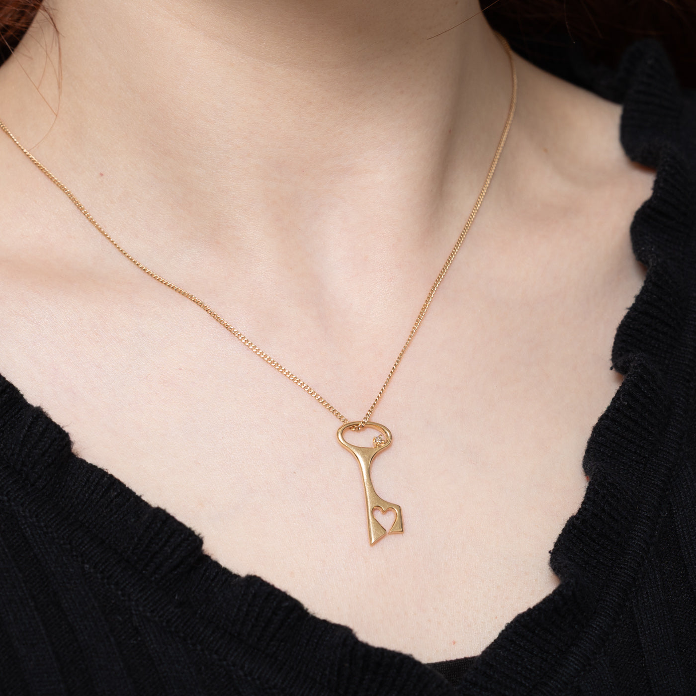Diamond Heart Key Pendant | 0.02ct