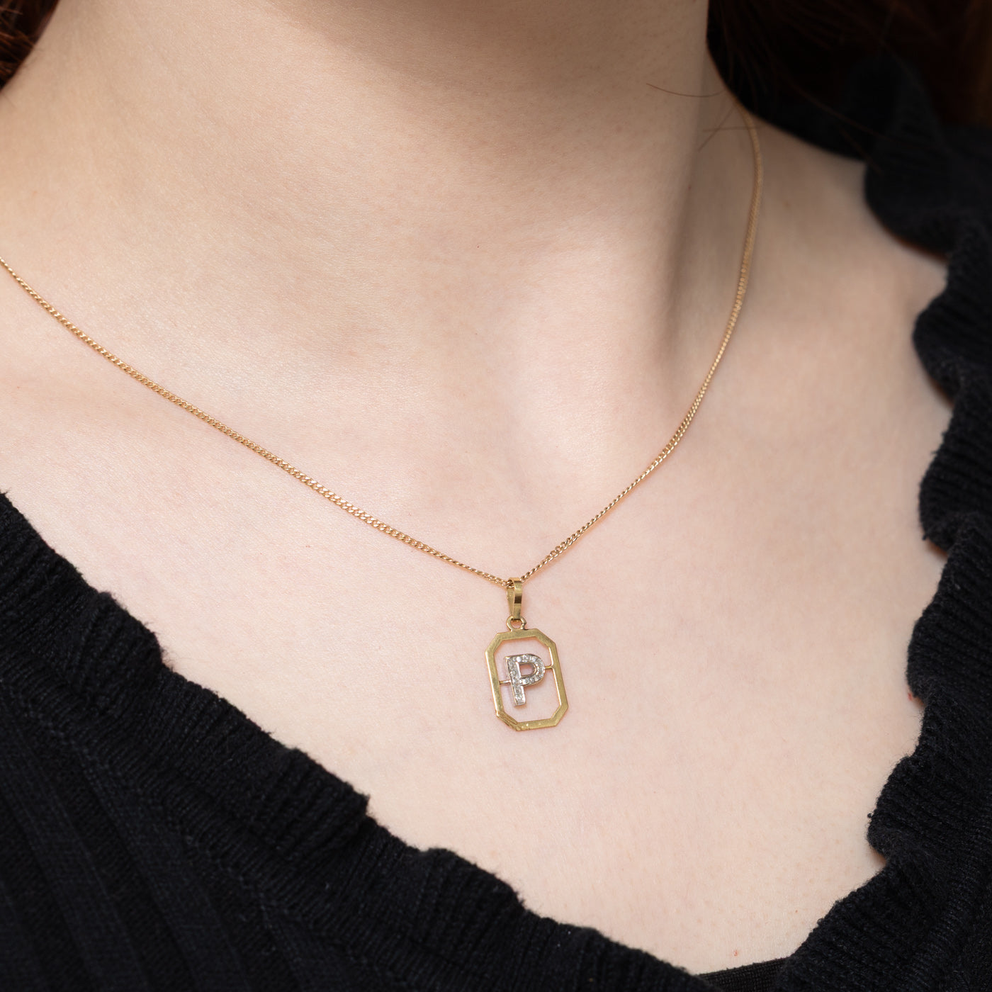 Diamond 'P' Initial Pendant | 0.05ctw