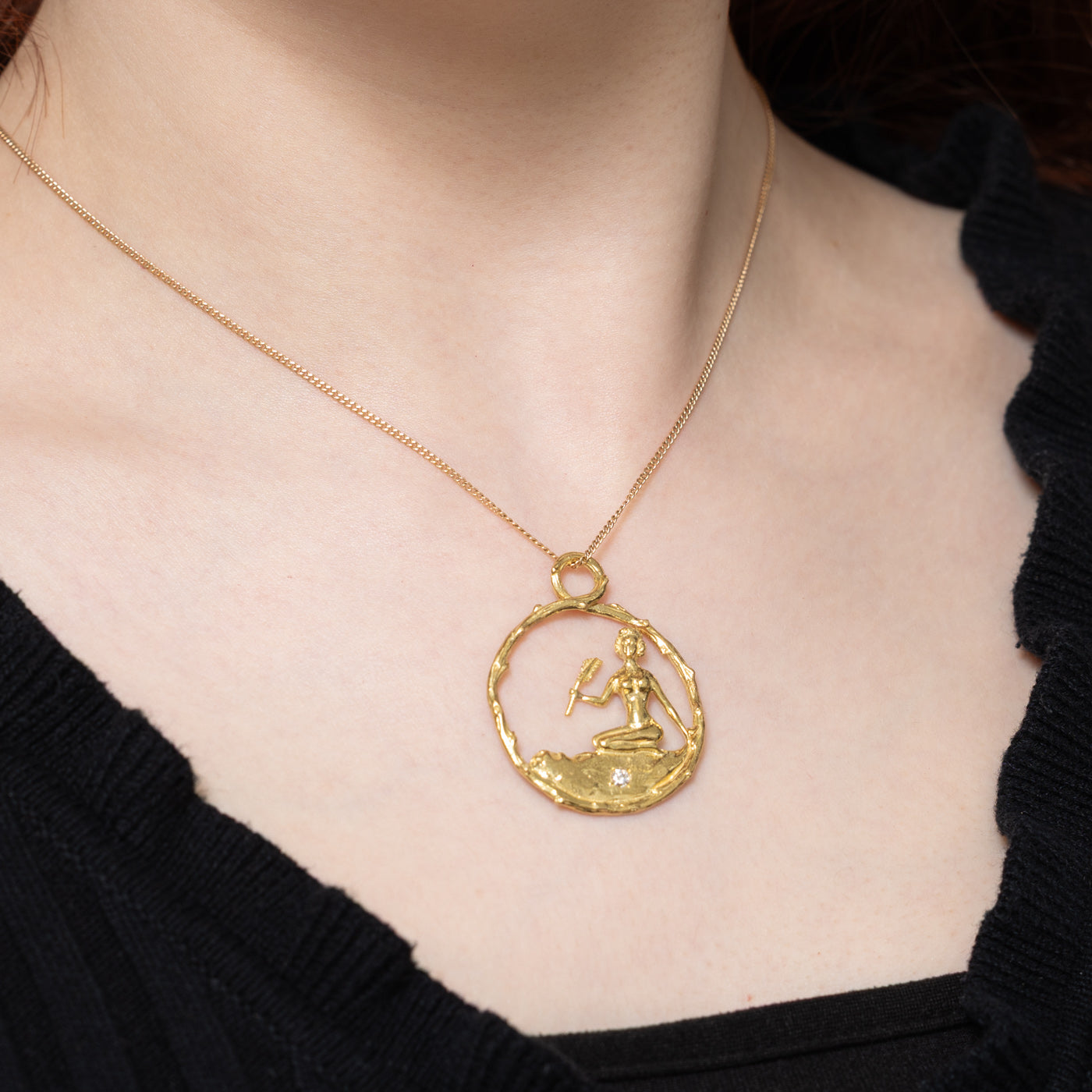 Single Diamond Woman Figure Pendant | 0.07ct