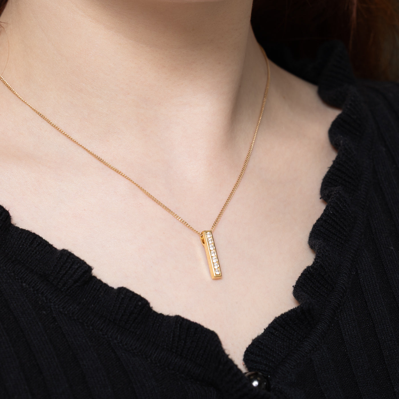 'Birks' Channel Set Diamond Bar Pendant | 0.40ctw