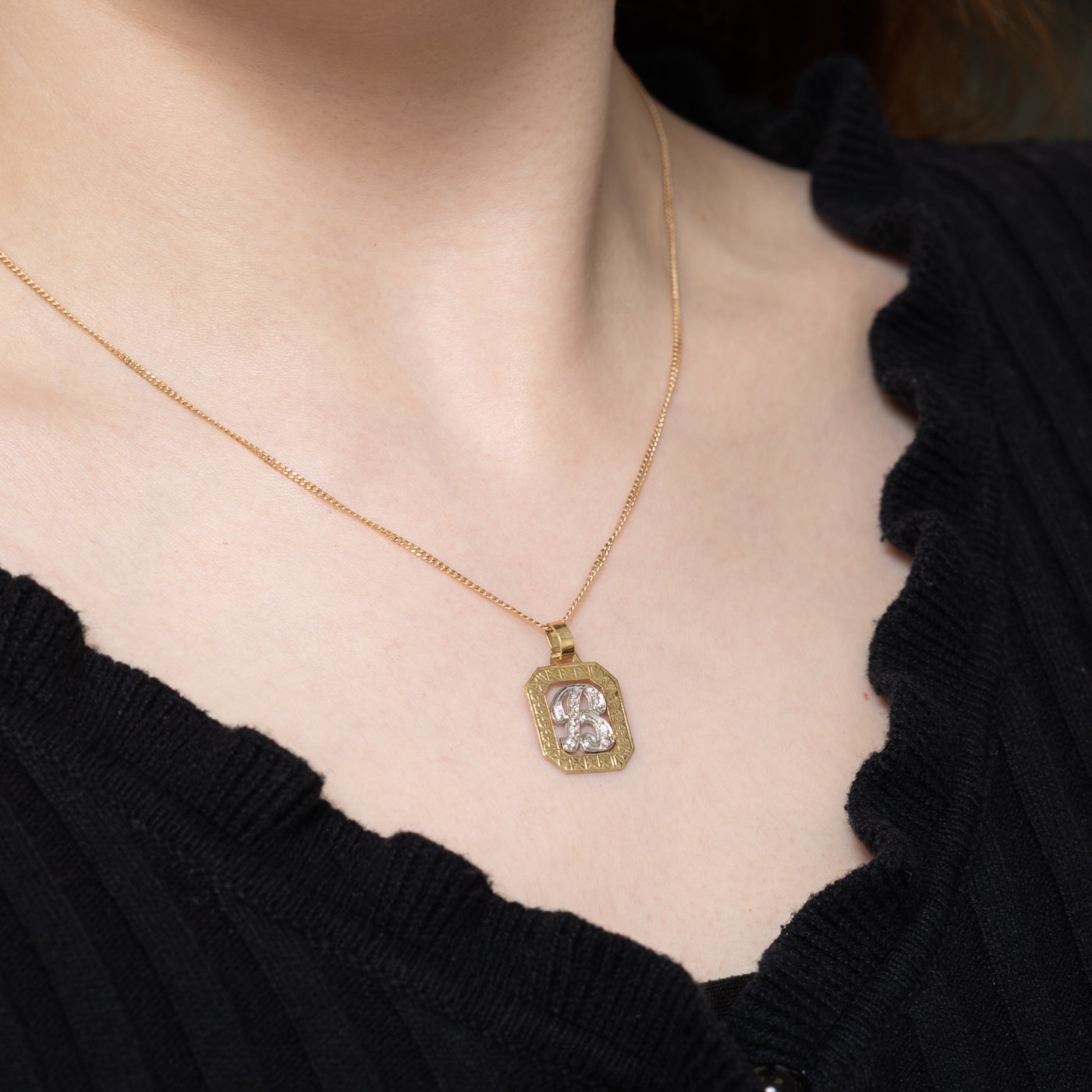 Diamond 'B' Initial Pendant | 0.05ctw
